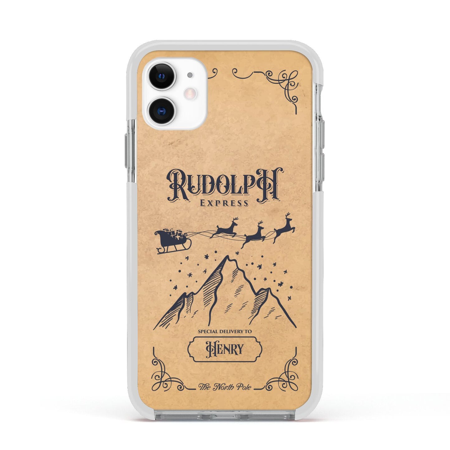 Rudolph Express Custom Apple iPhone 11 in White with White Impact Case