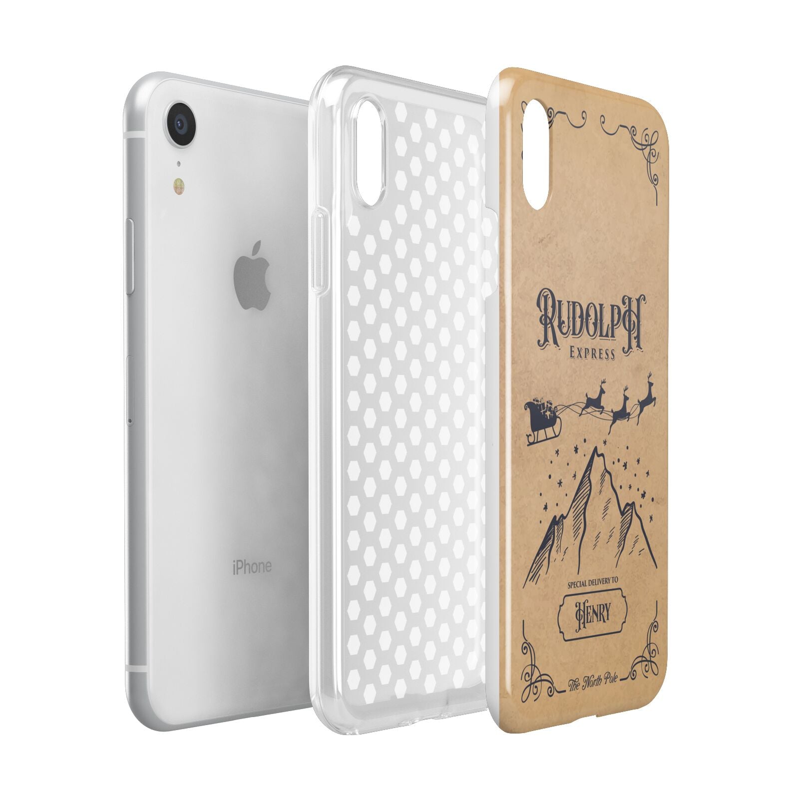 Rudolph Express Custom Apple iPhone XR White 3D Tough Case Expanded view