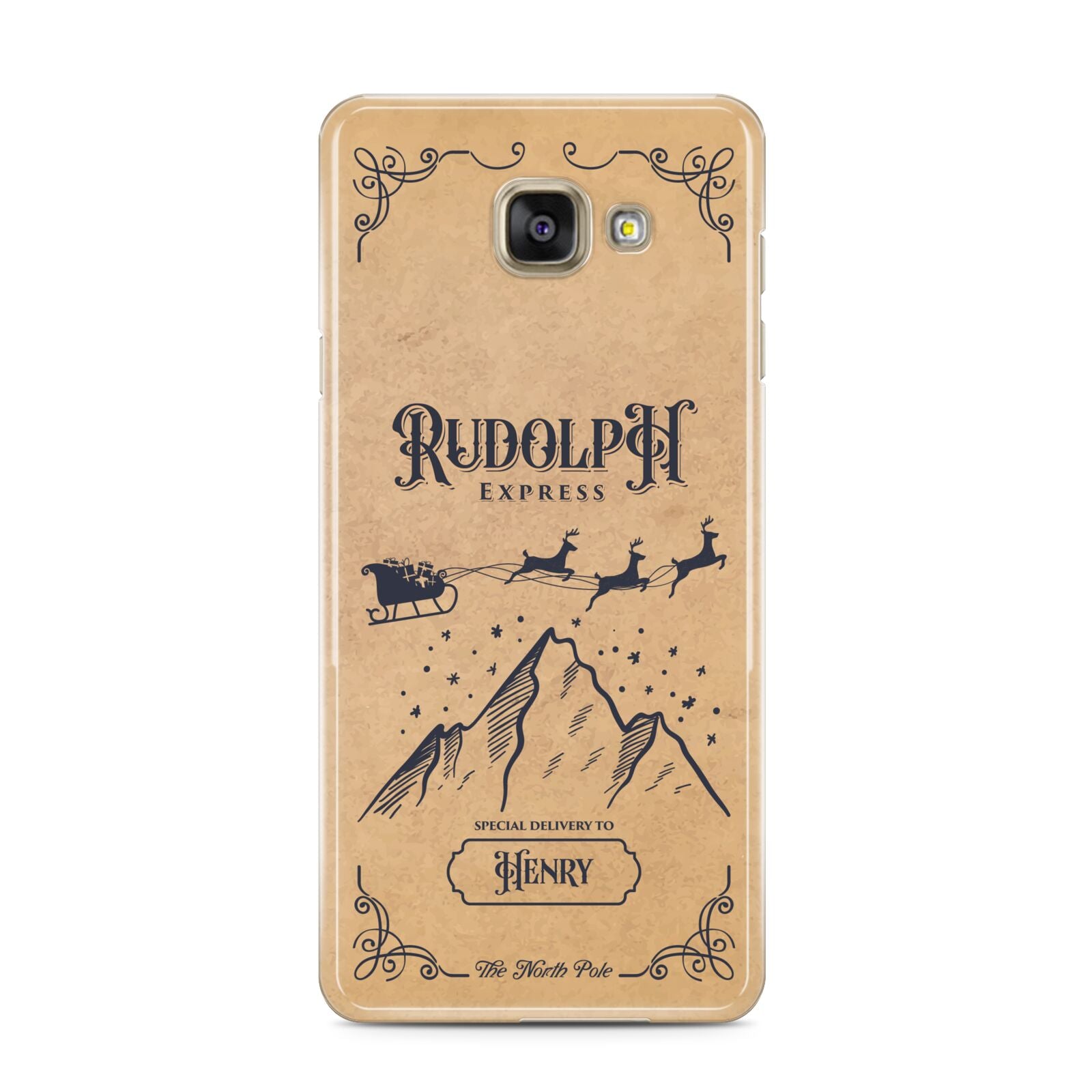 Rudolph Express Custom Samsung Galaxy A3 2016 Case on gold phone