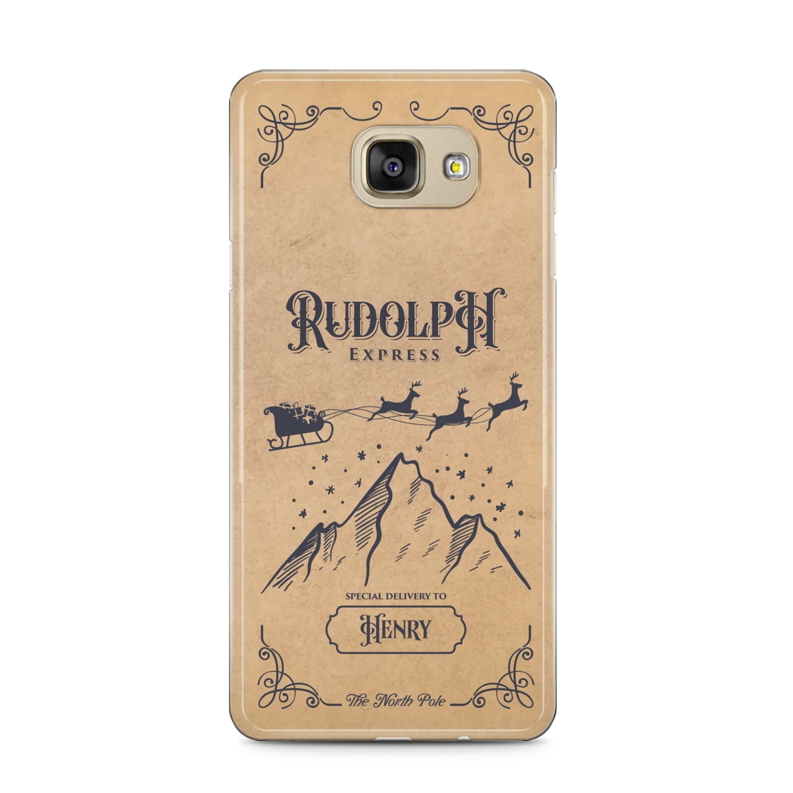 Rudolph Express Custom Samsung Galaxy A5 2016 Case on gold phone