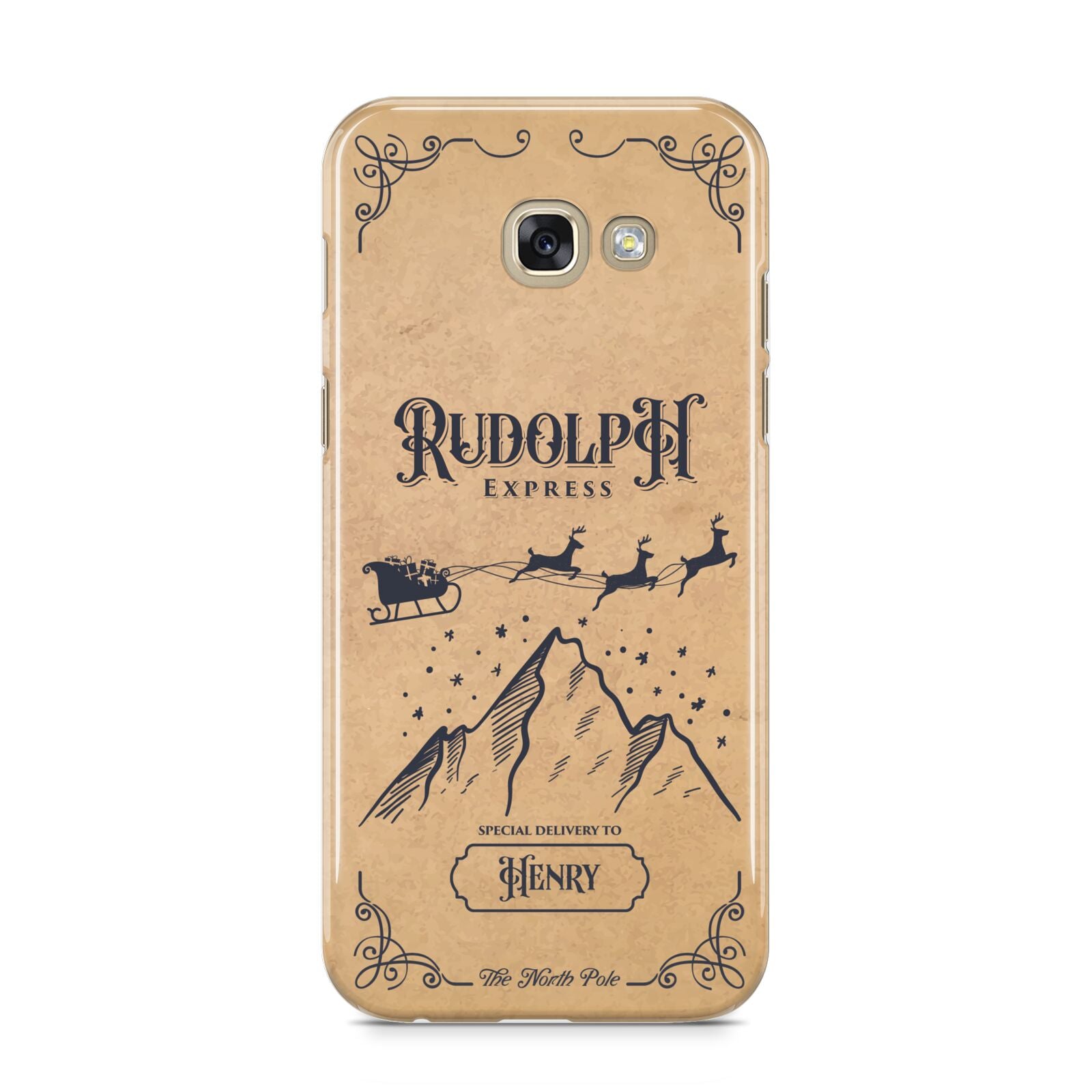 Rudolph Express Custom Samsung Galaxy A5 2017 Case on gold phone