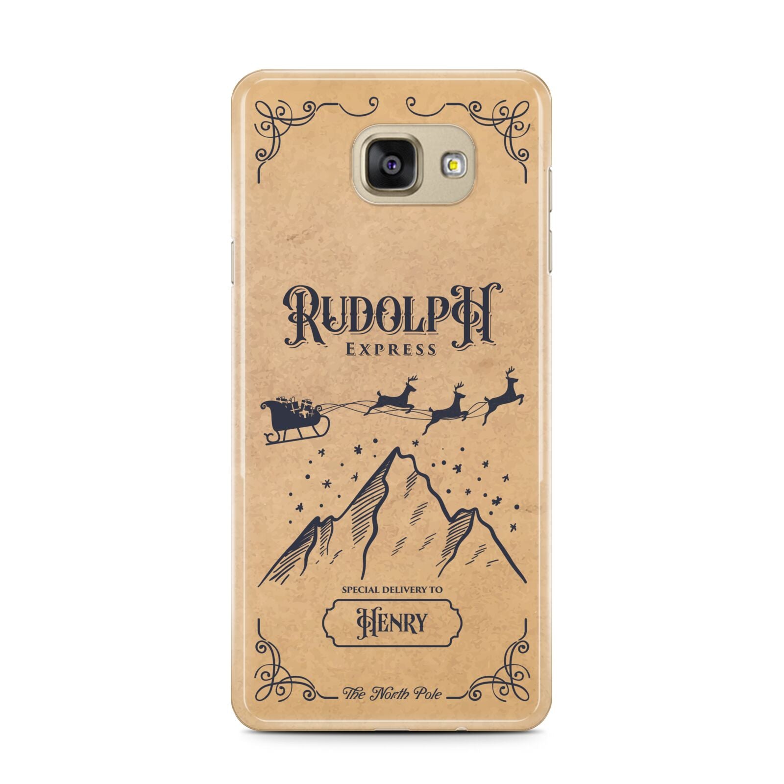 Rudolph Express Custom Samsung Galaxy A7 2016 Case on gold phone