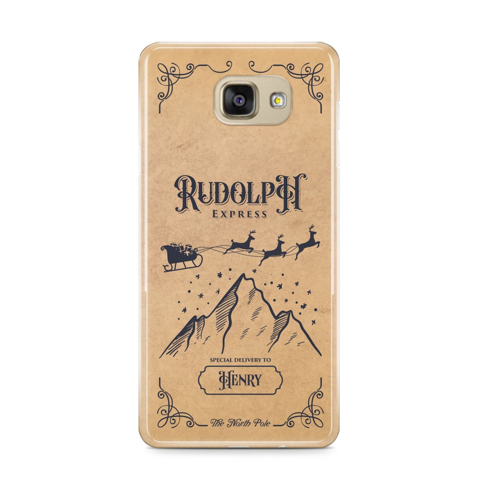 Rudolph Express Custom Samsung Galaxy A9 2016 Case on gold phone