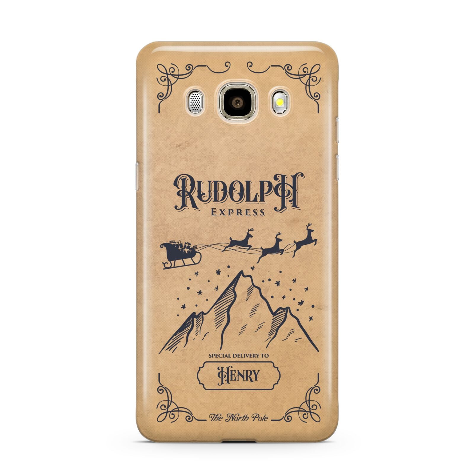 Rudolph Express Custom Samsung Galaxy J7 2016 Case on gold phone