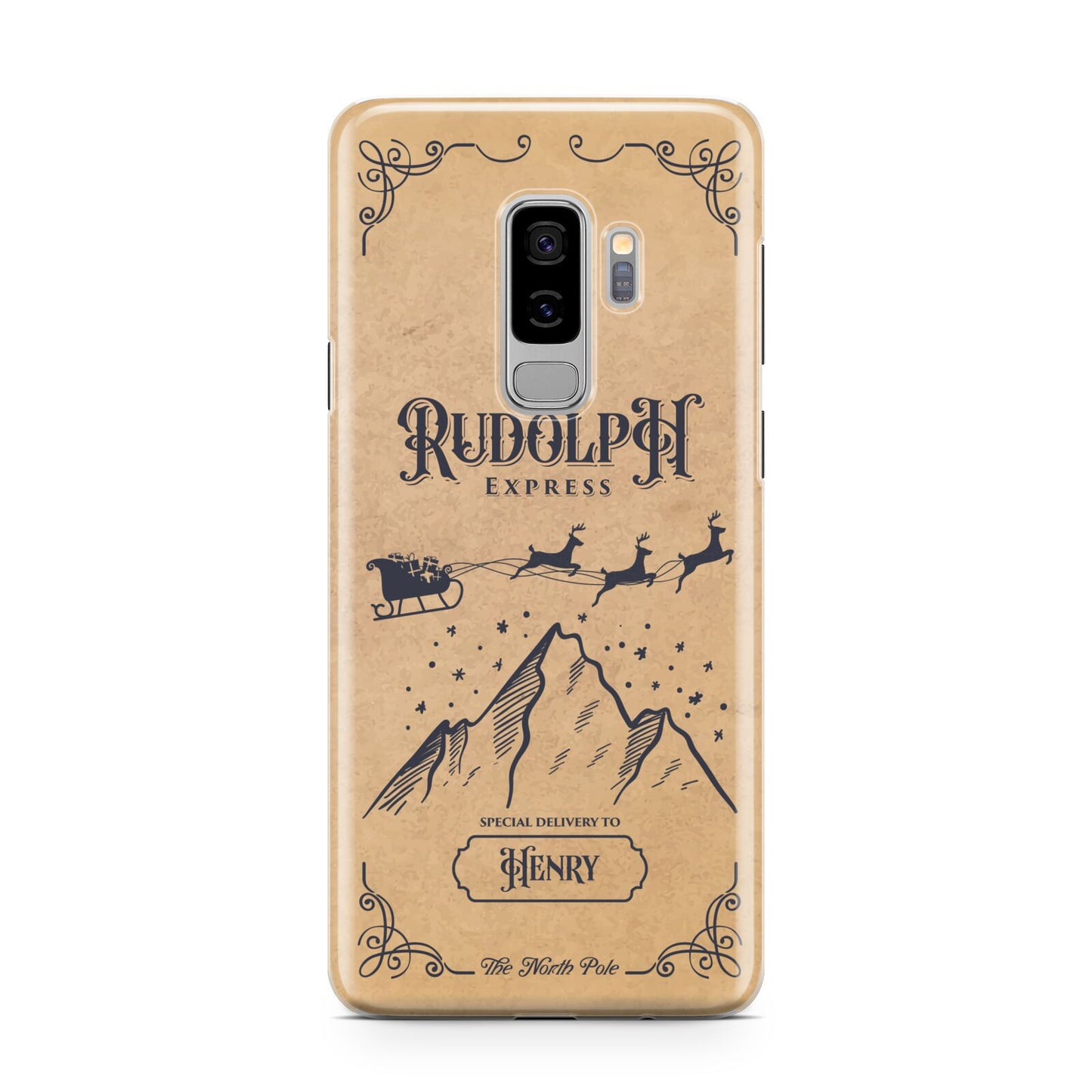 Rudolph Express Custom Samsung Galaxy S9 Plus Case on Silver phone