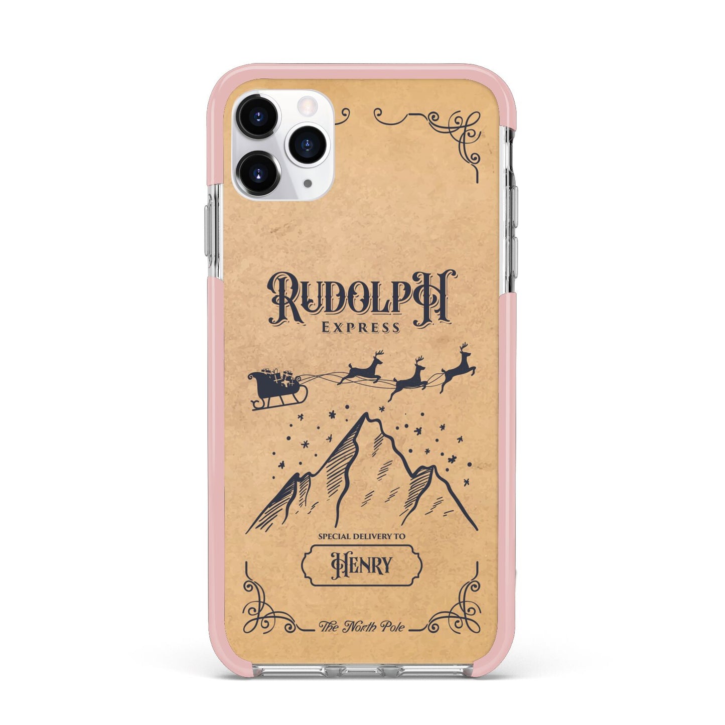 Rudolph Express Custom iPhone 11 Pro Max Impact Pink Edge Case