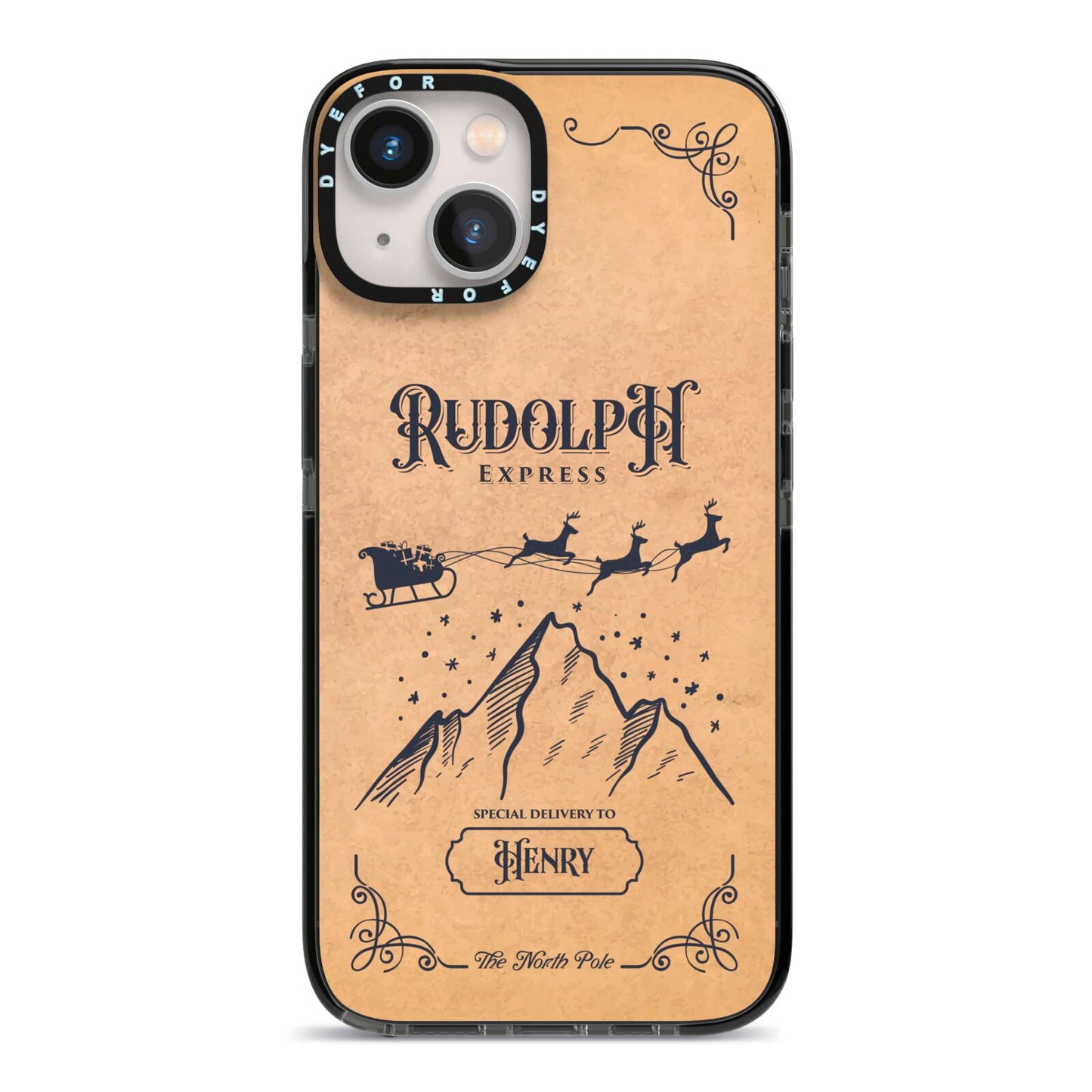 Rudolph Express Custom iPhone 13 Black Impact Case on Silver phone