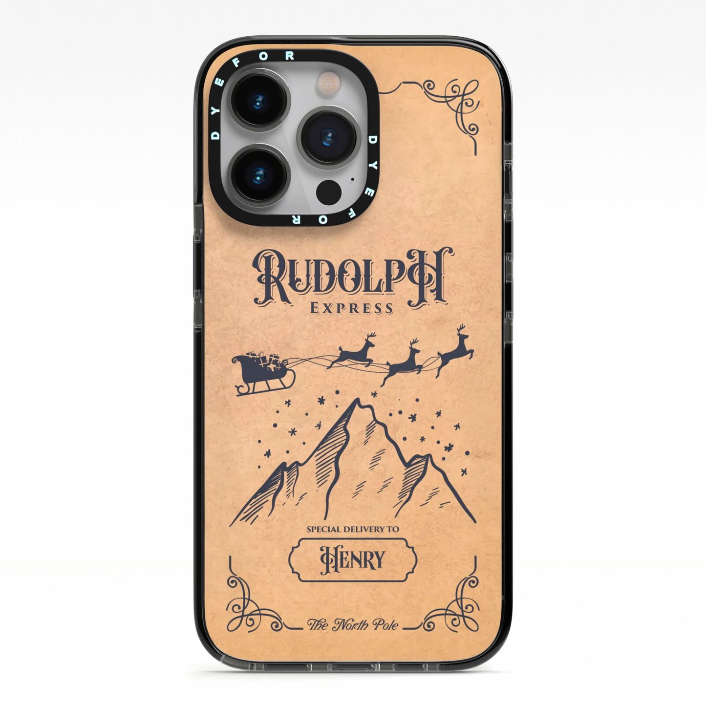 Rudolph Express Custom iPhone 13 Pro Black Impact Case on Silver phone