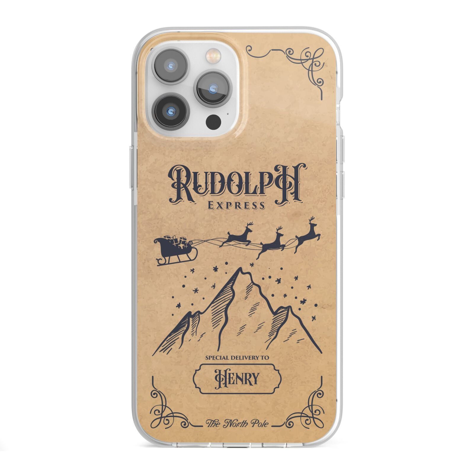 Rudolph Express Custom iPhone 13 Pro Max TPU Impact Case with White Edges