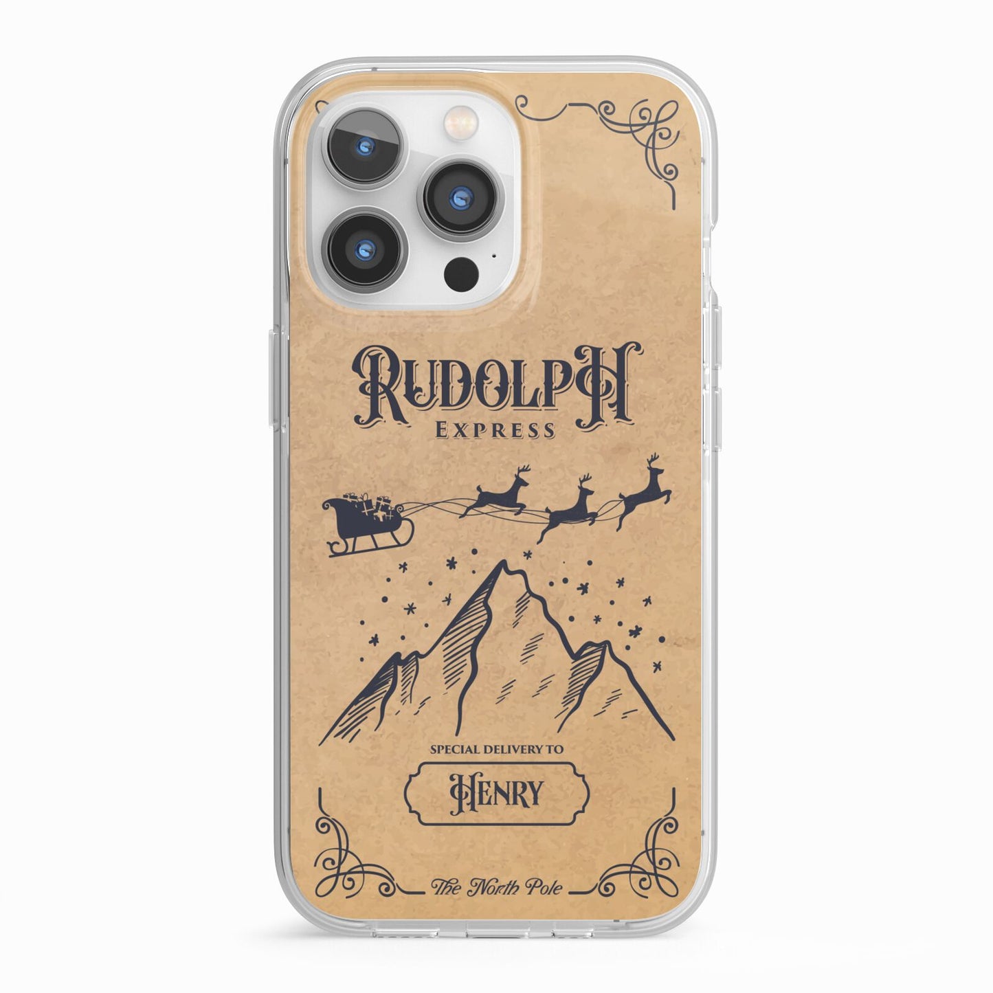 Rudolph Express Custom iPhone 13 Pro TPU Impact Case with White Edges