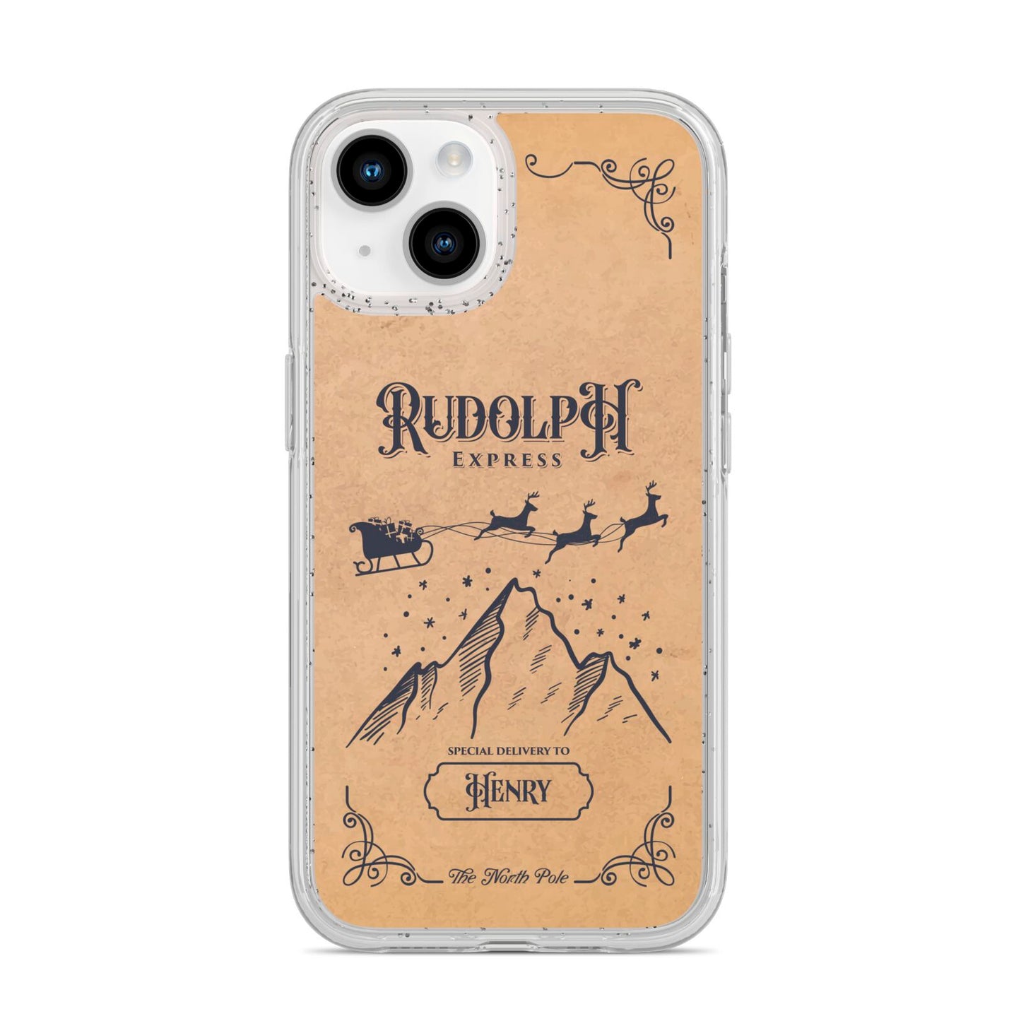 Rudolph Express Custom iPhone 14 Glitter Tough Case Starlight