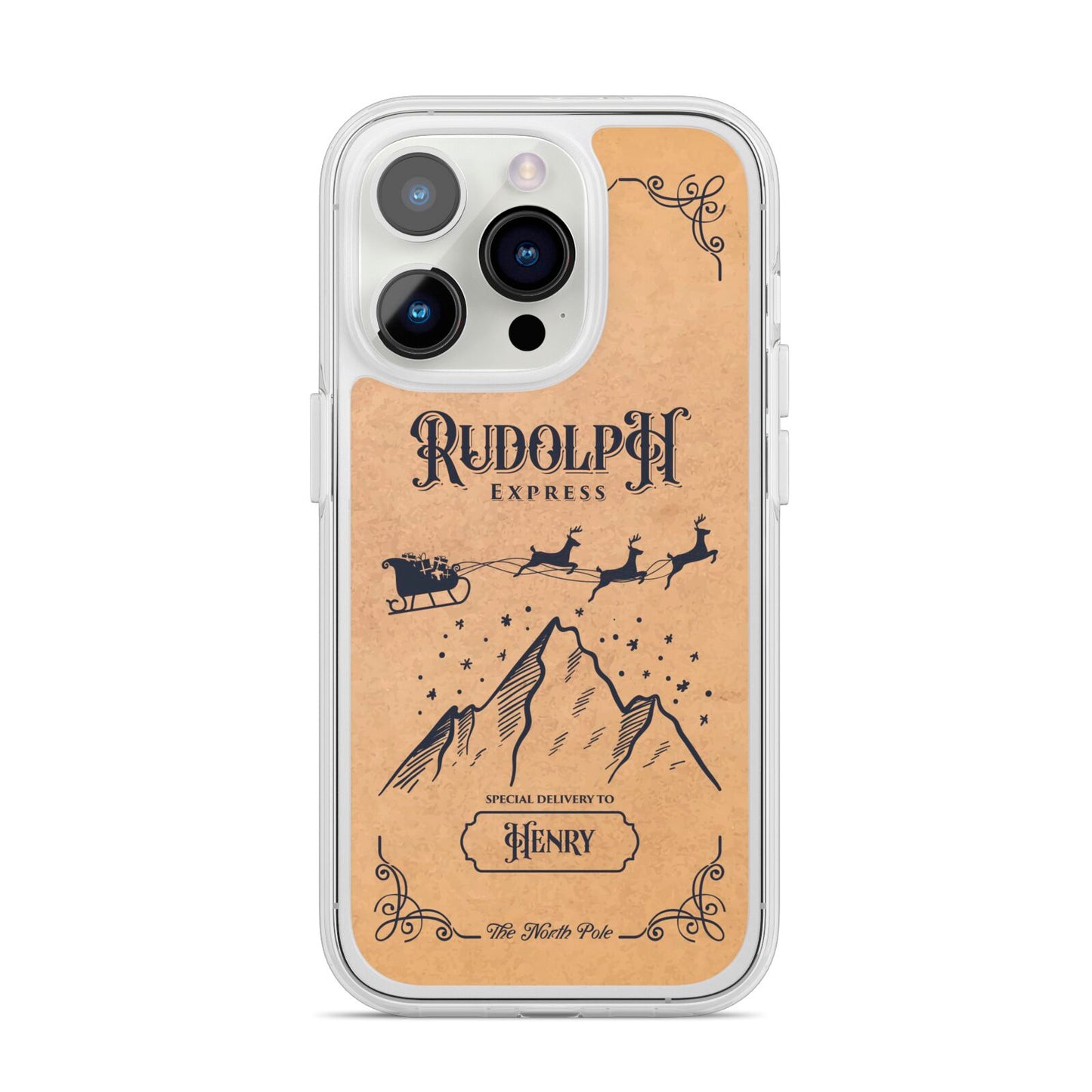 Rudolph Express Custom iPhone 14 Pro Clear Tough Case Silver