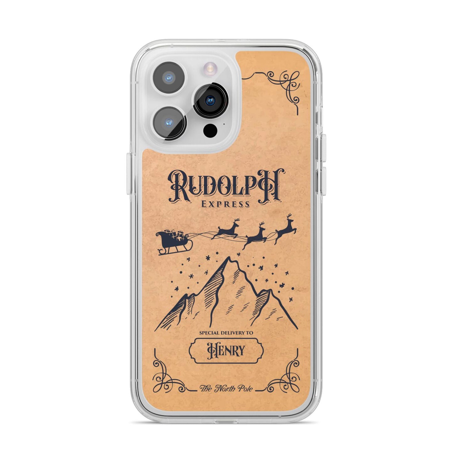 Rudolph Express Custom iPhone 14 Pro Max Clear Tough Case Silver