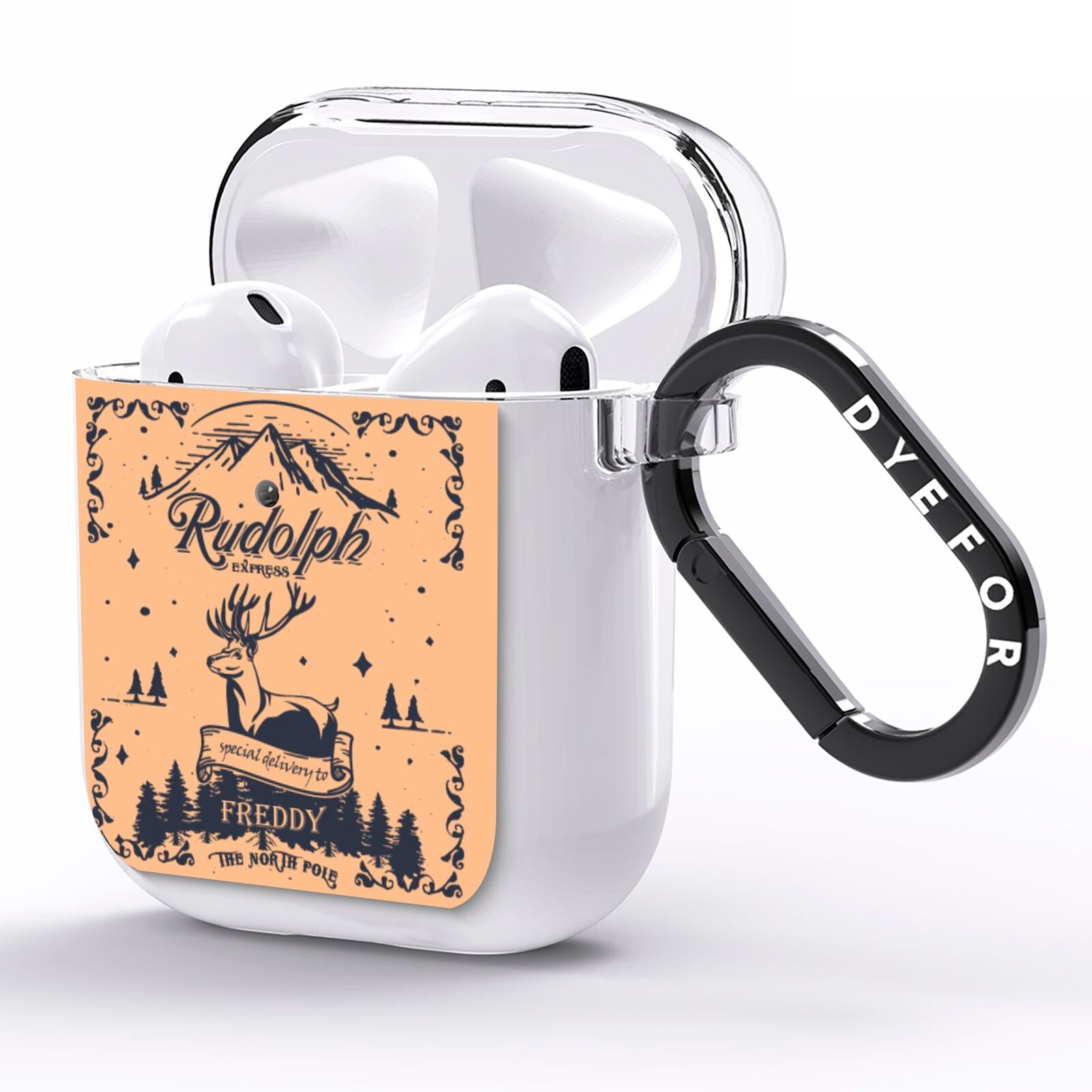 Rudolph Express Personalised AirPods Clear Case Side Image