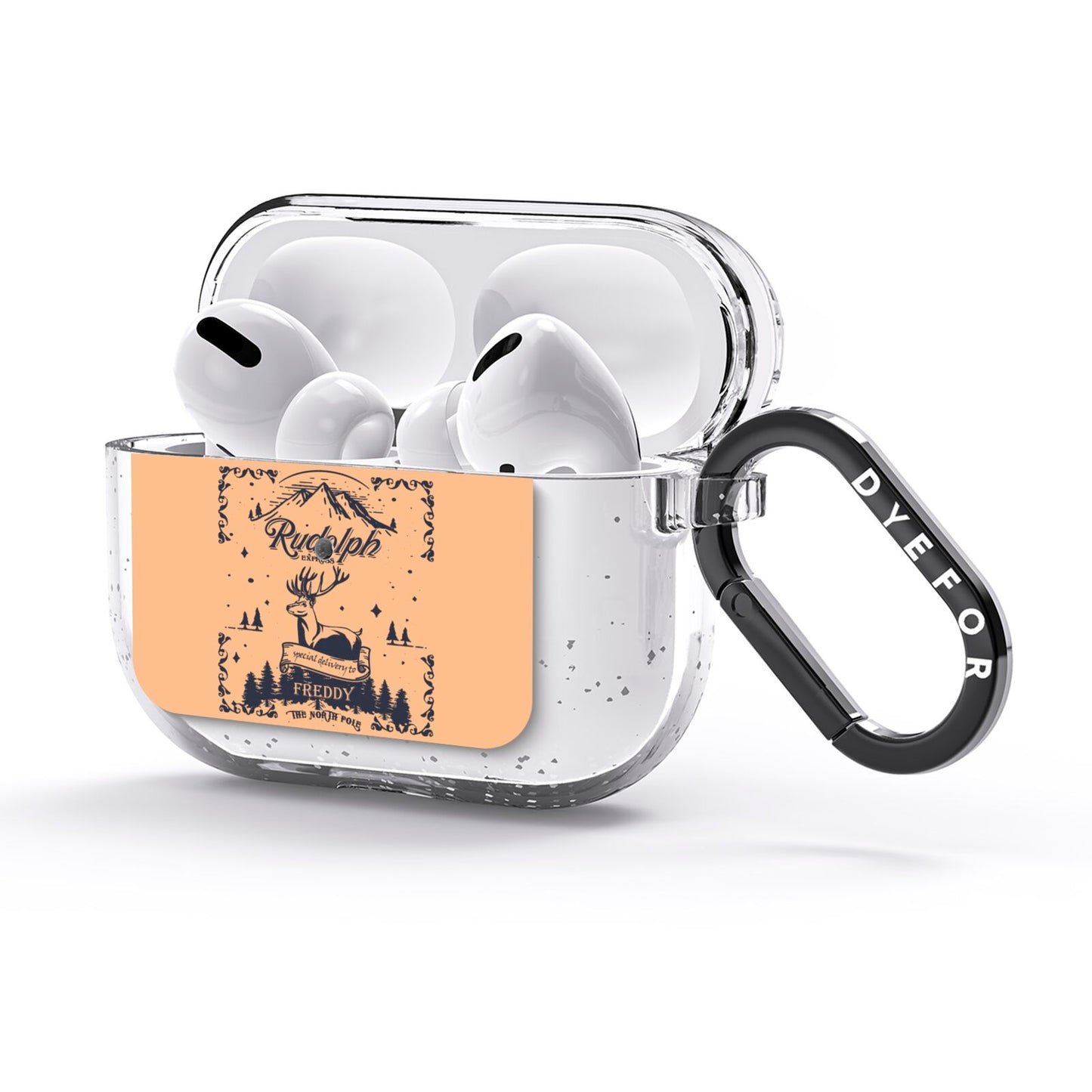 Rudolph Express Personalised AirPods Glitter Case 3rd Gen Side Image