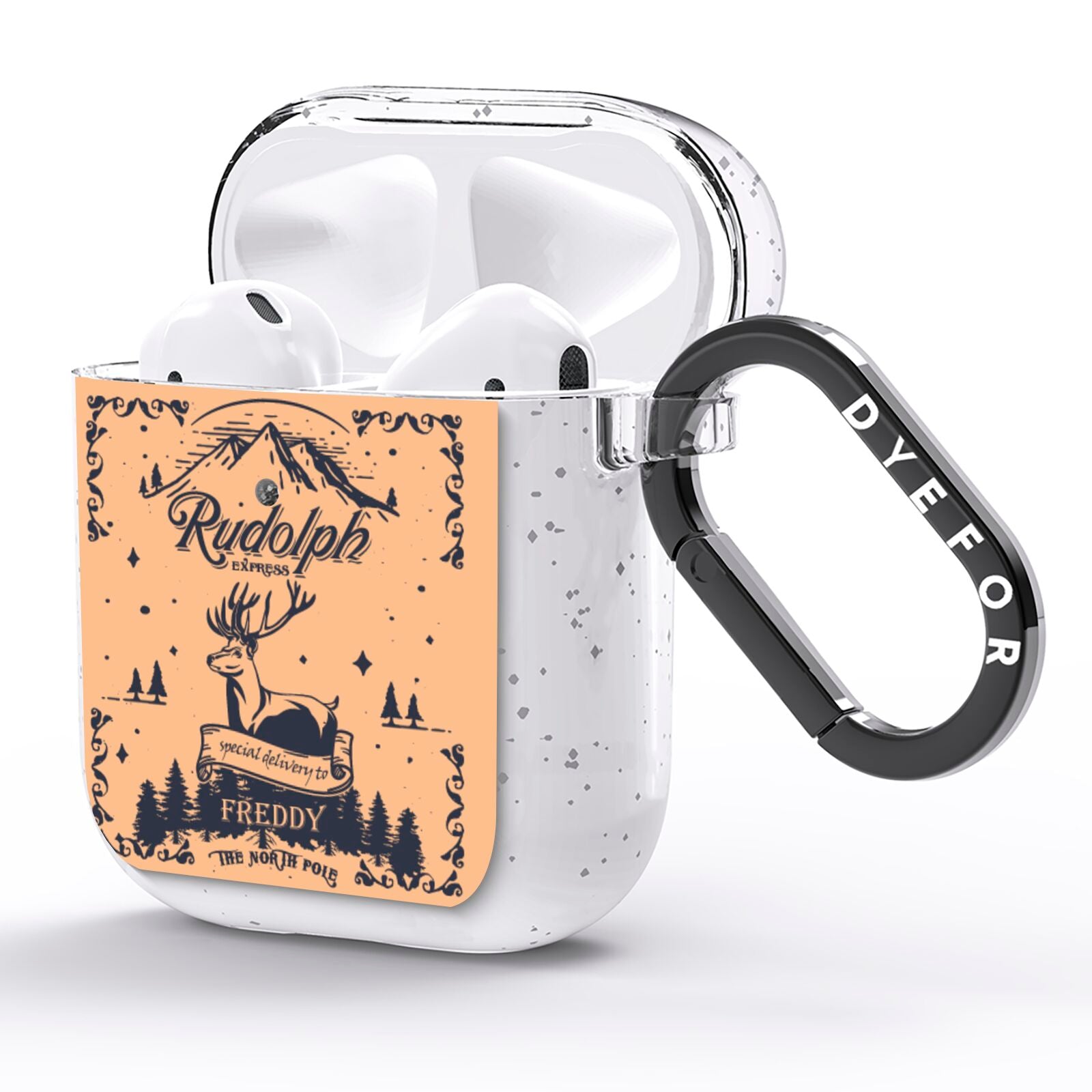 Rudolph Express Personalised AirPods Glitter Case Side Image