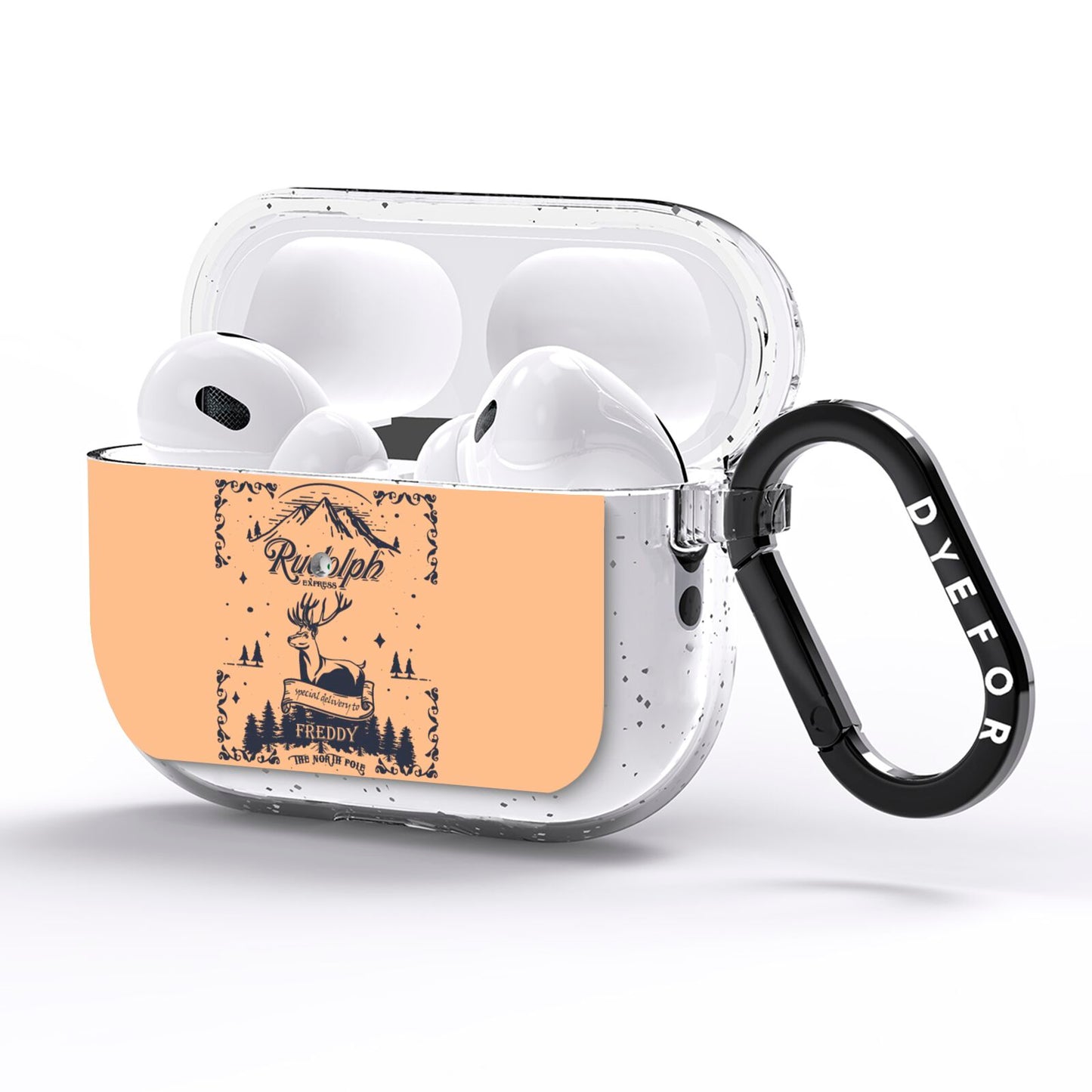 Rudolph Express Personalised AirPods Pro Glitter Case Side Image