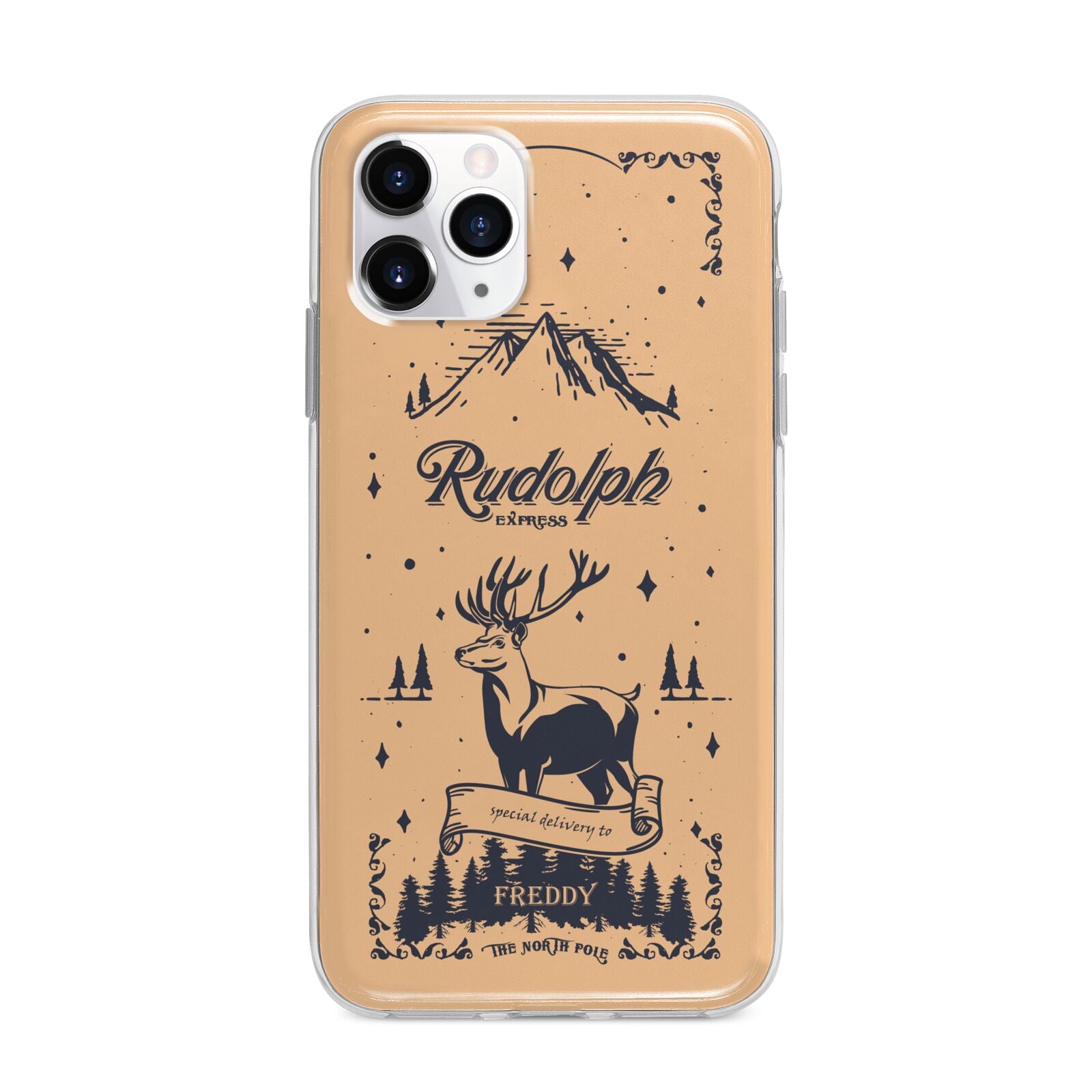 Rudolph Express Personalised Apple iPhone 11 Pro Max in Silver with Bumper Case