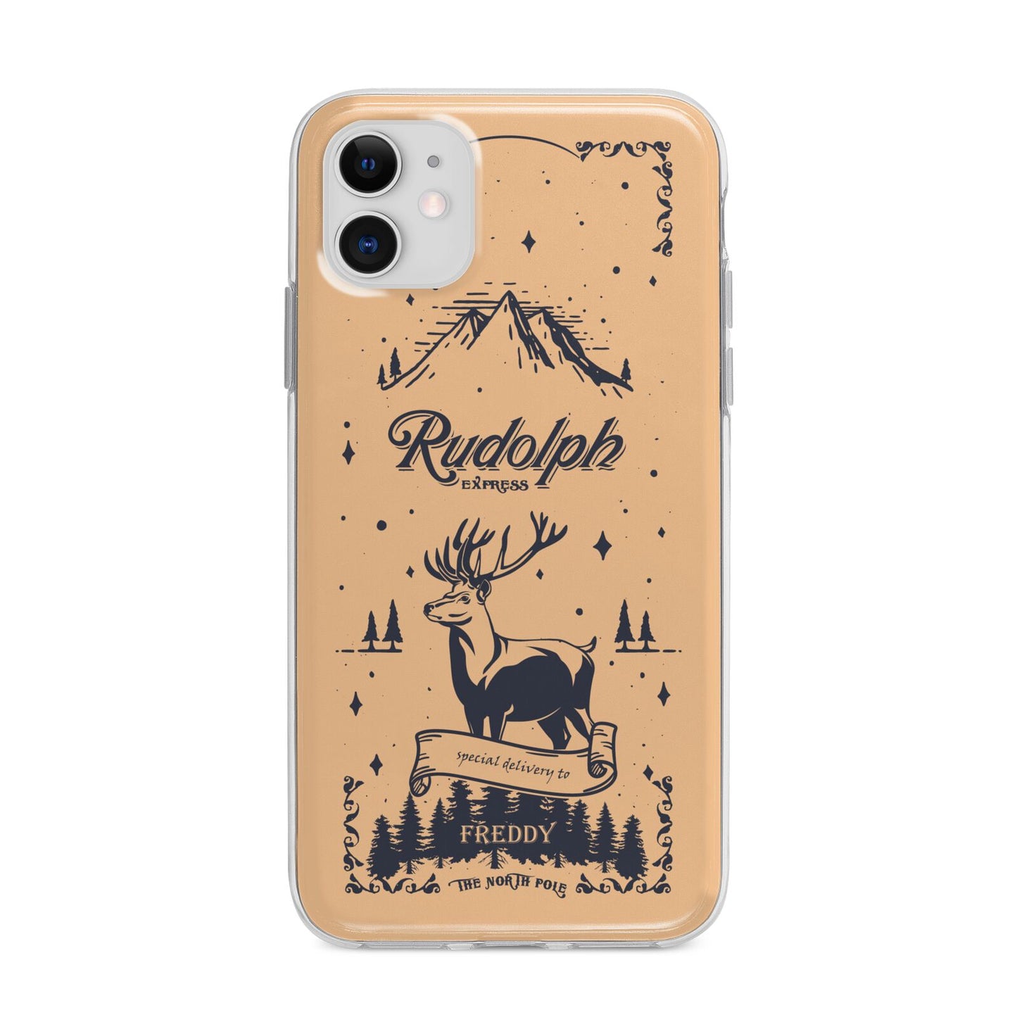 Rudolph Express Personalised Apple iPhone 11 in White with Bumper Case