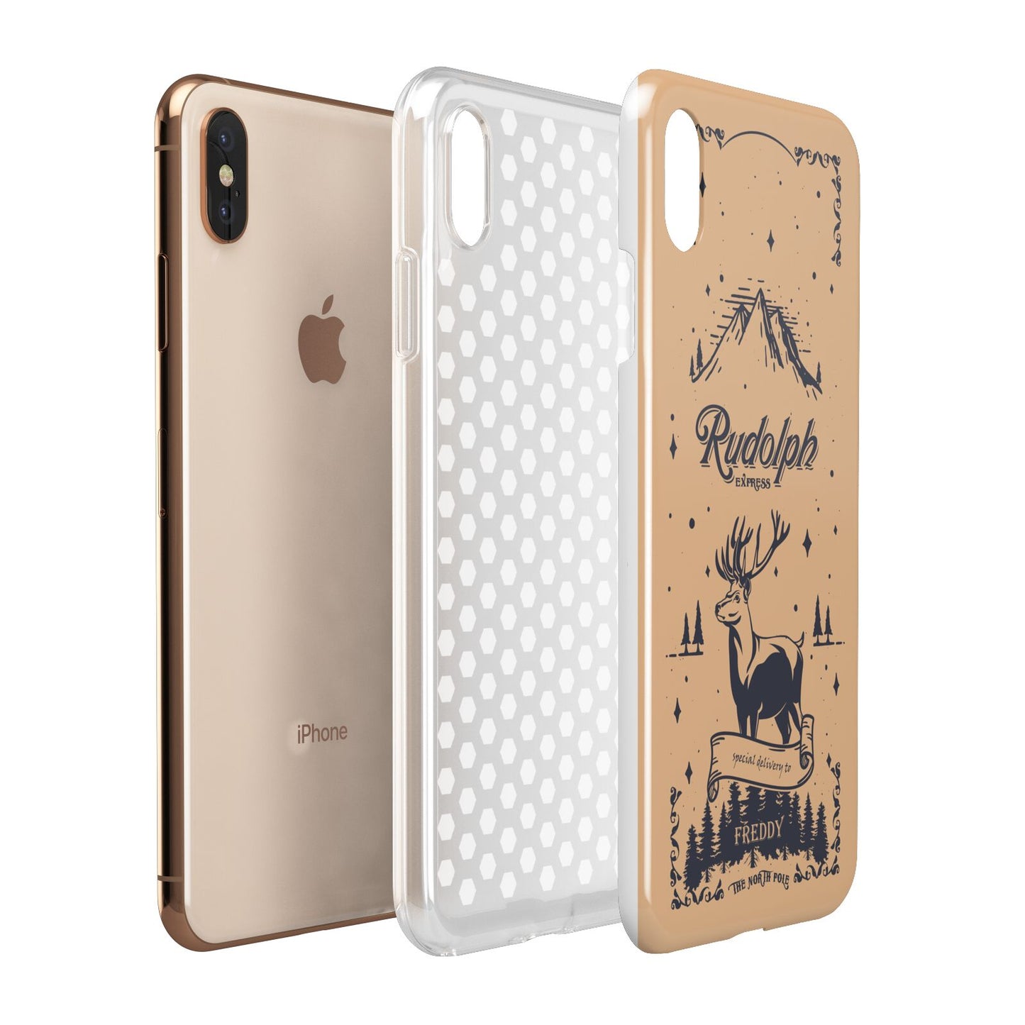 Rudolph Express Personalised Apple iPhone Xs Max 3D Tough Case Expanded View