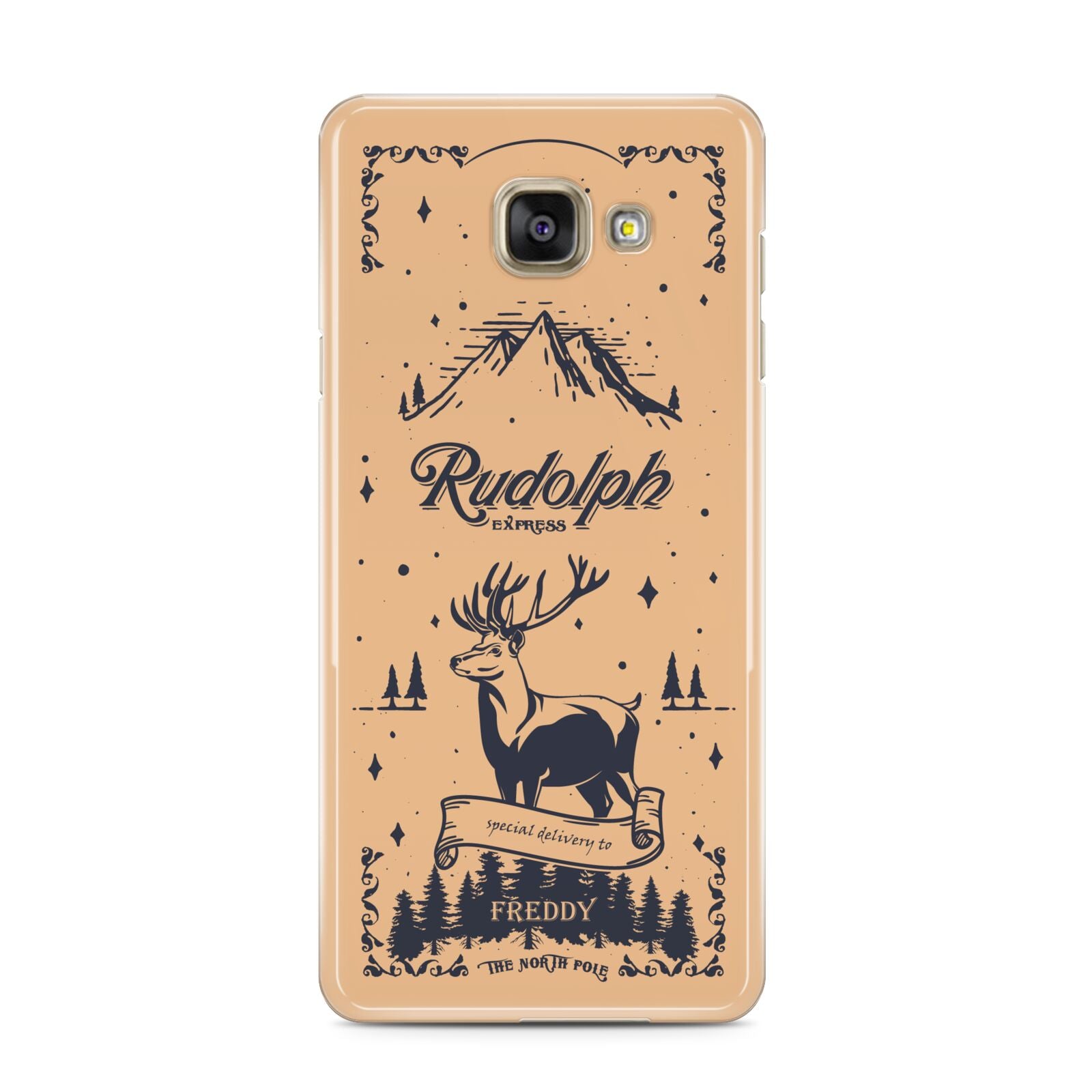 Rudolph Express Personalised Samsung Galaxy A3 2016 Case on gold phone