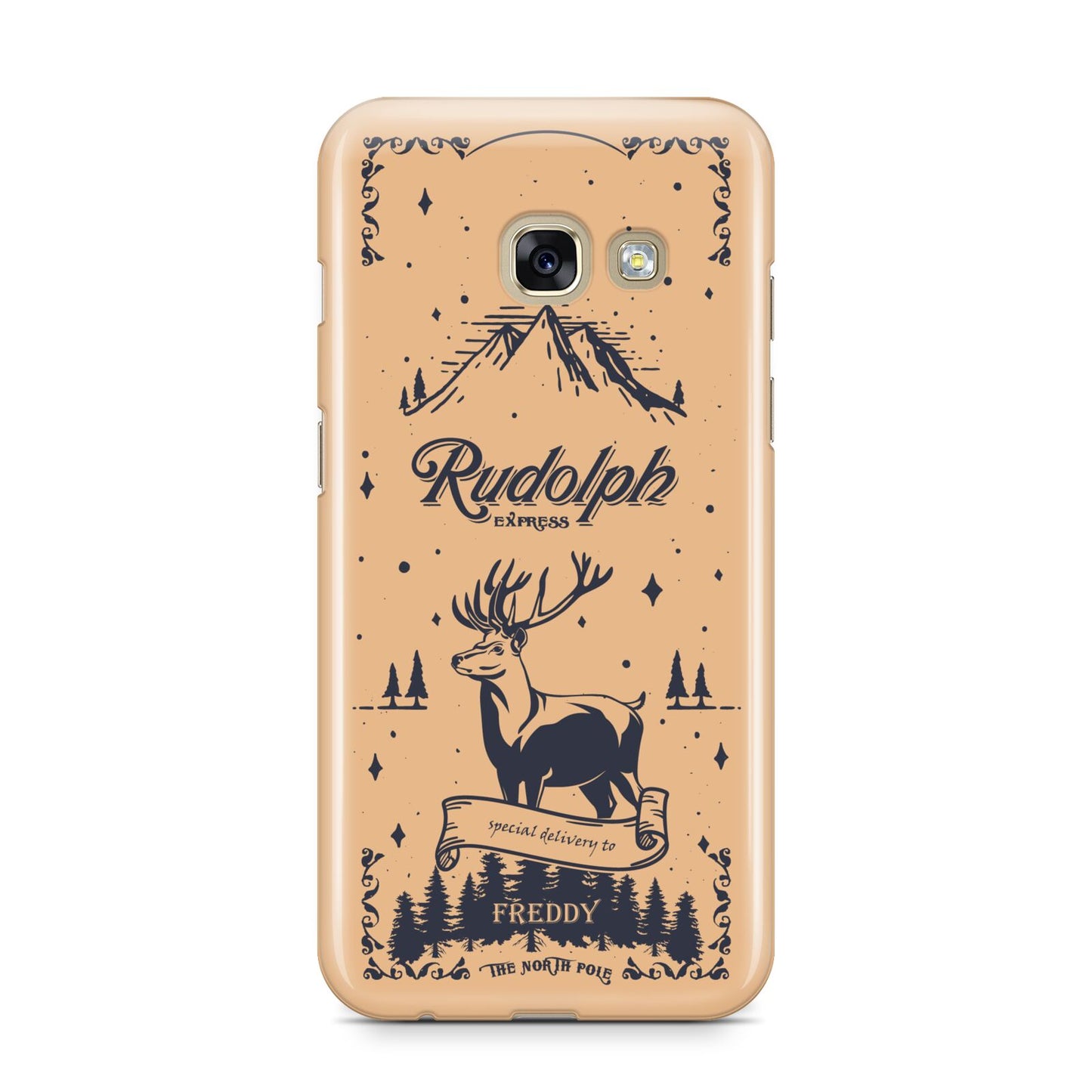 Rudolph Express Personalised Samsung Galaxy A3 2017 Case on gold phone