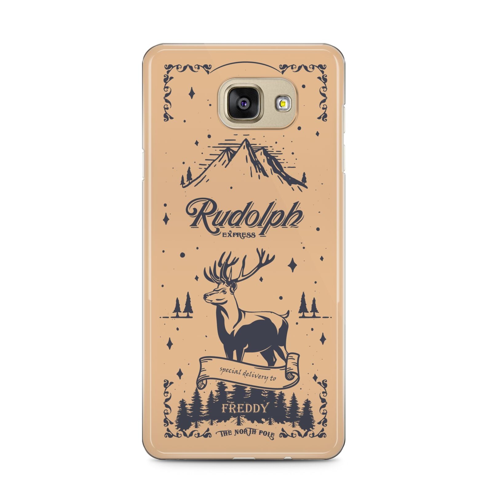 Rudolph Express Personalised Samsung Galaxy A5 2016 Case on gold phone