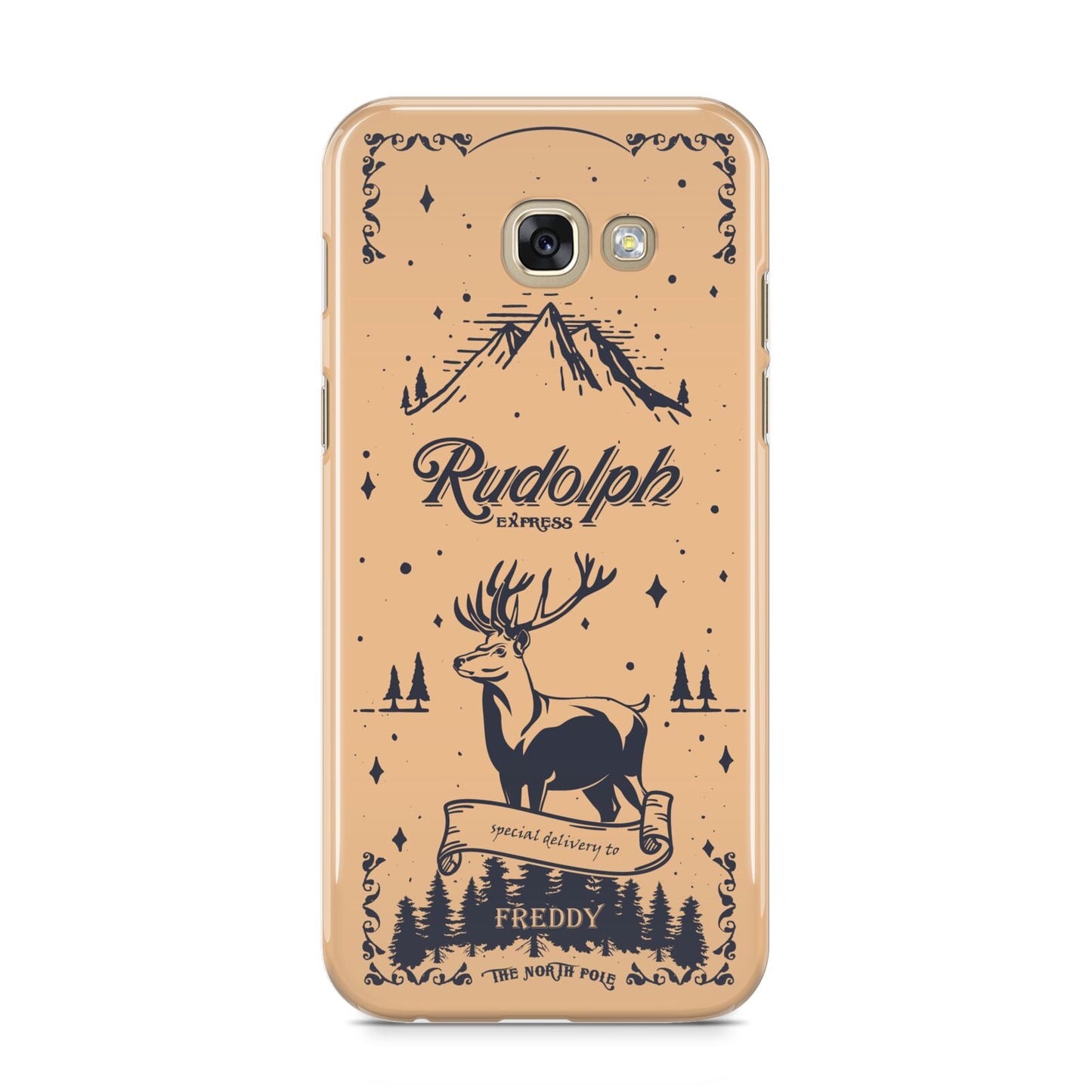 Rudolph Express Personalised Samsung Galaxy A5 2017 Case on gold phone