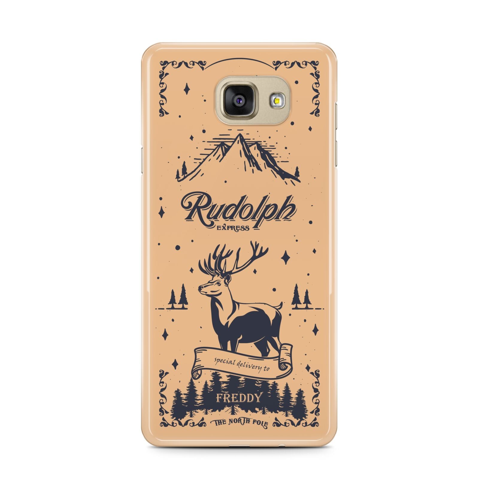 Rudolph Express Personalised Samsung Galaxy A7 2016 Case on gold phone