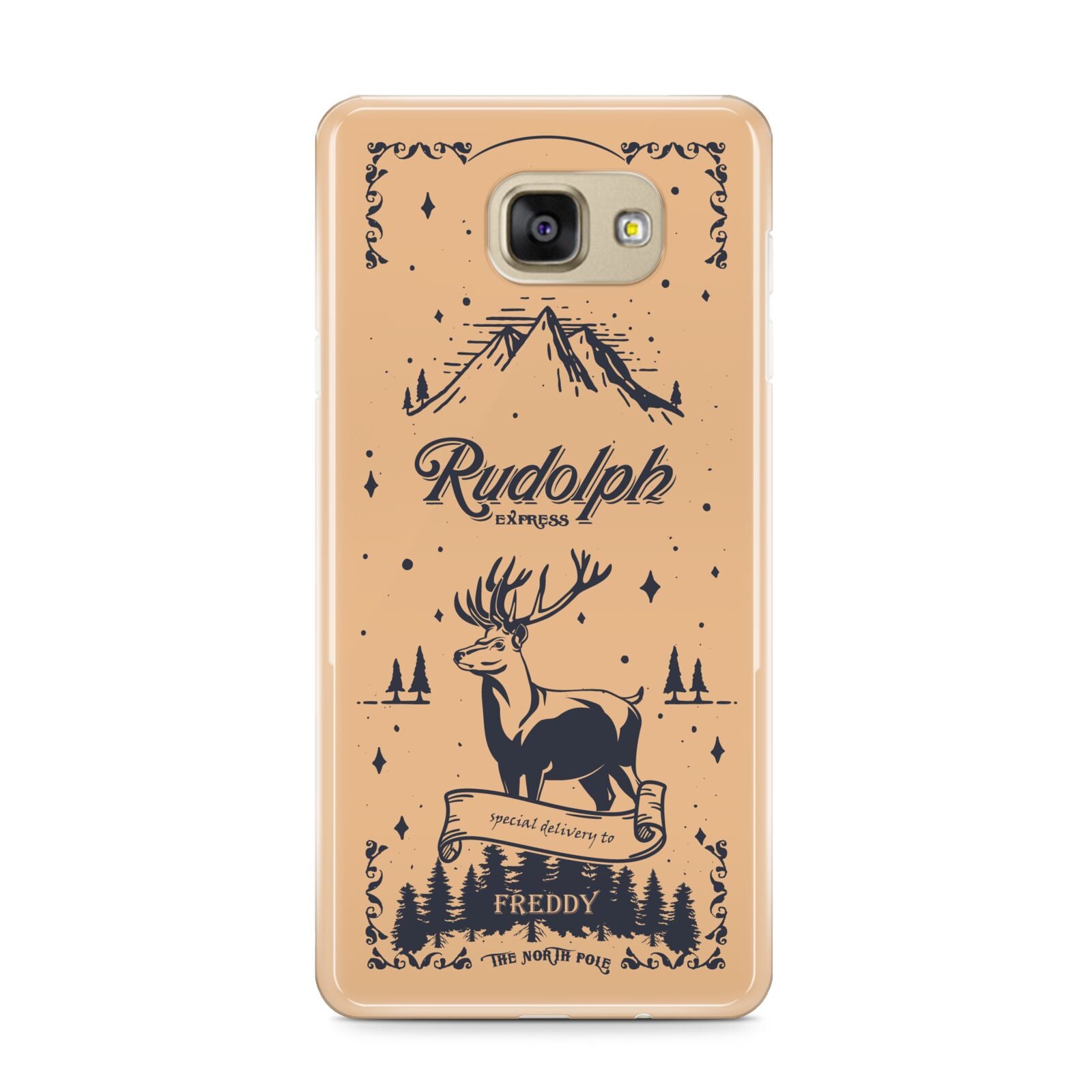 Rudolph Express Personalised Samsung Galaxy A9 2016 Case on gold phone