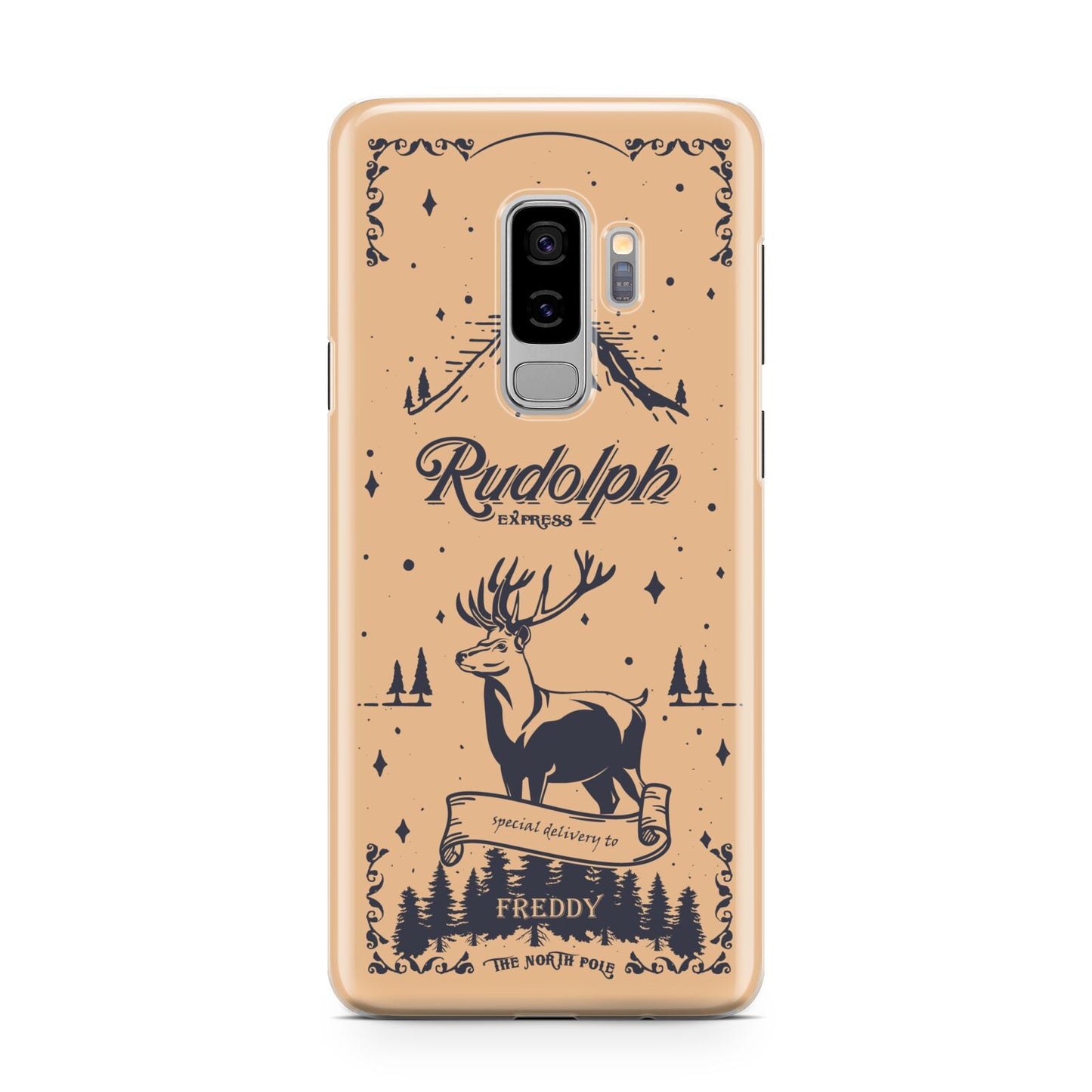 Rudolph Express Personalised Samsung Galaxy S9 Plus Case on Silver phone