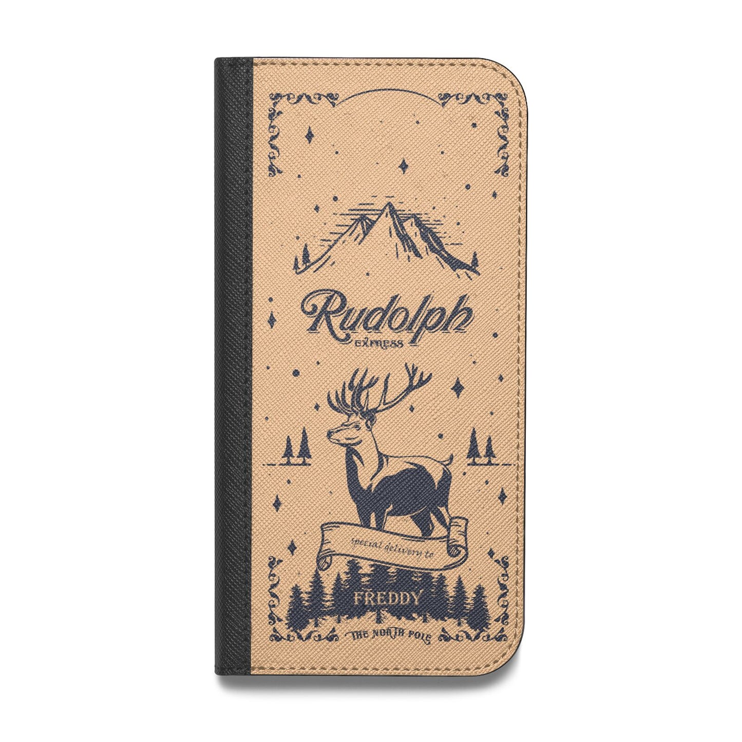 Rudolph Express Personalised Vegan Leather Flip iPhone Case