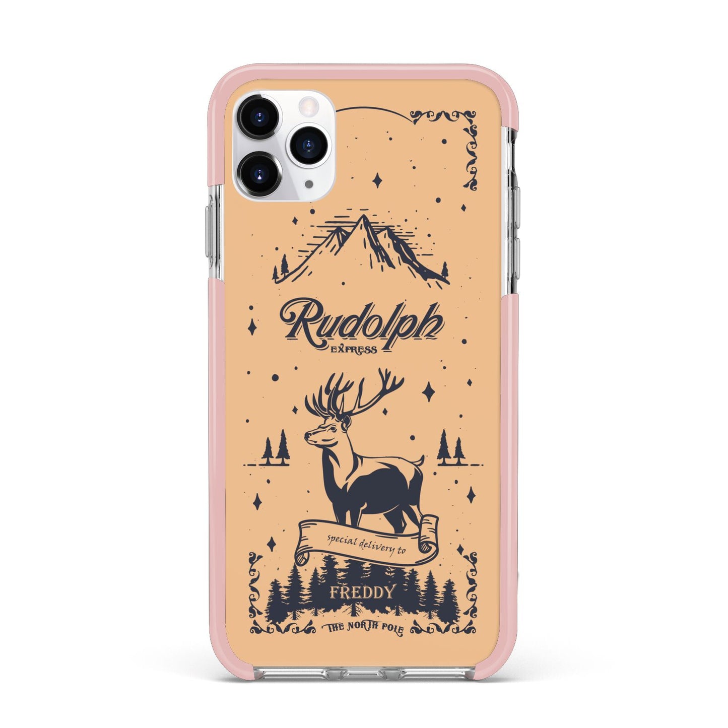 Rudolph Express Personalised iPhone 11 Pro Max Impact Pink Edge Case