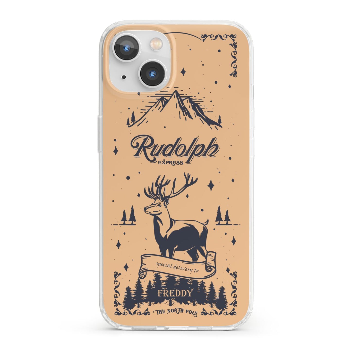 Rudolph Express Personalised iPhone 13 Clear Bumper Case