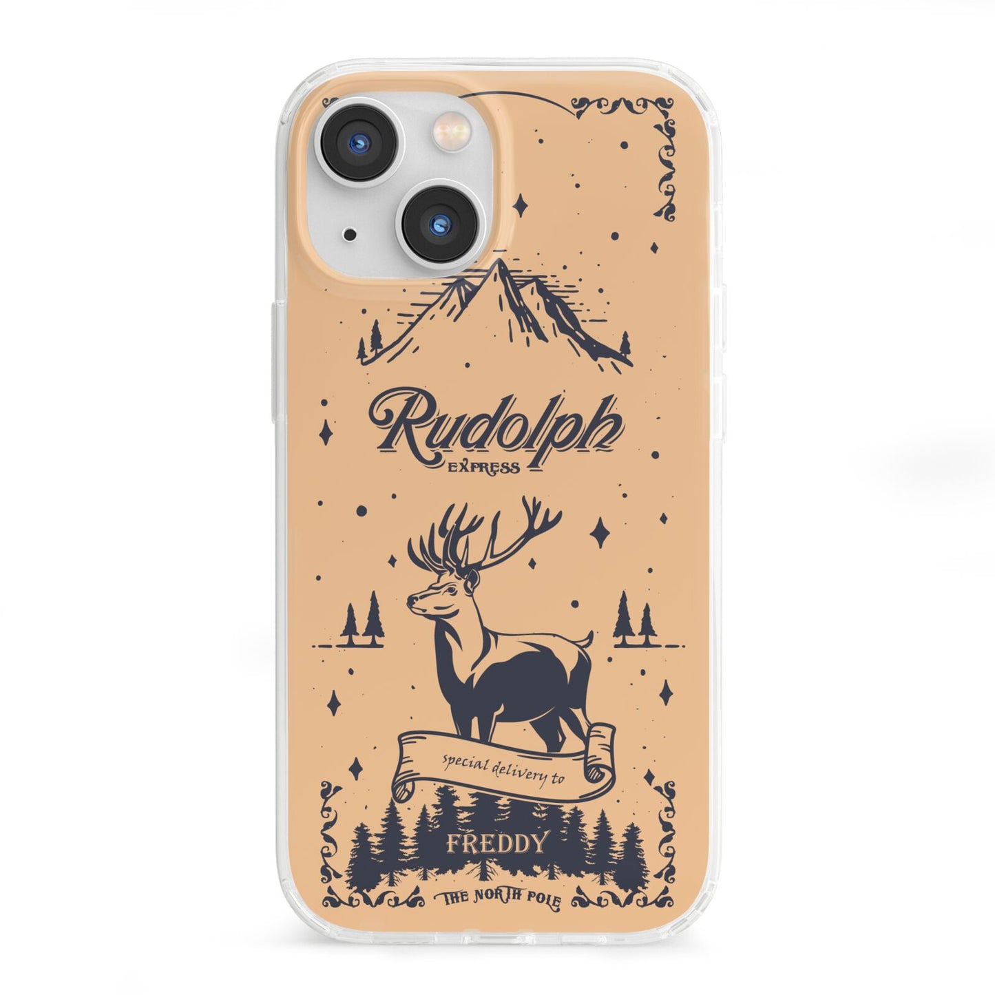 Rudolph Express Personalised iPhone 13 Mini Clear Bumper Case