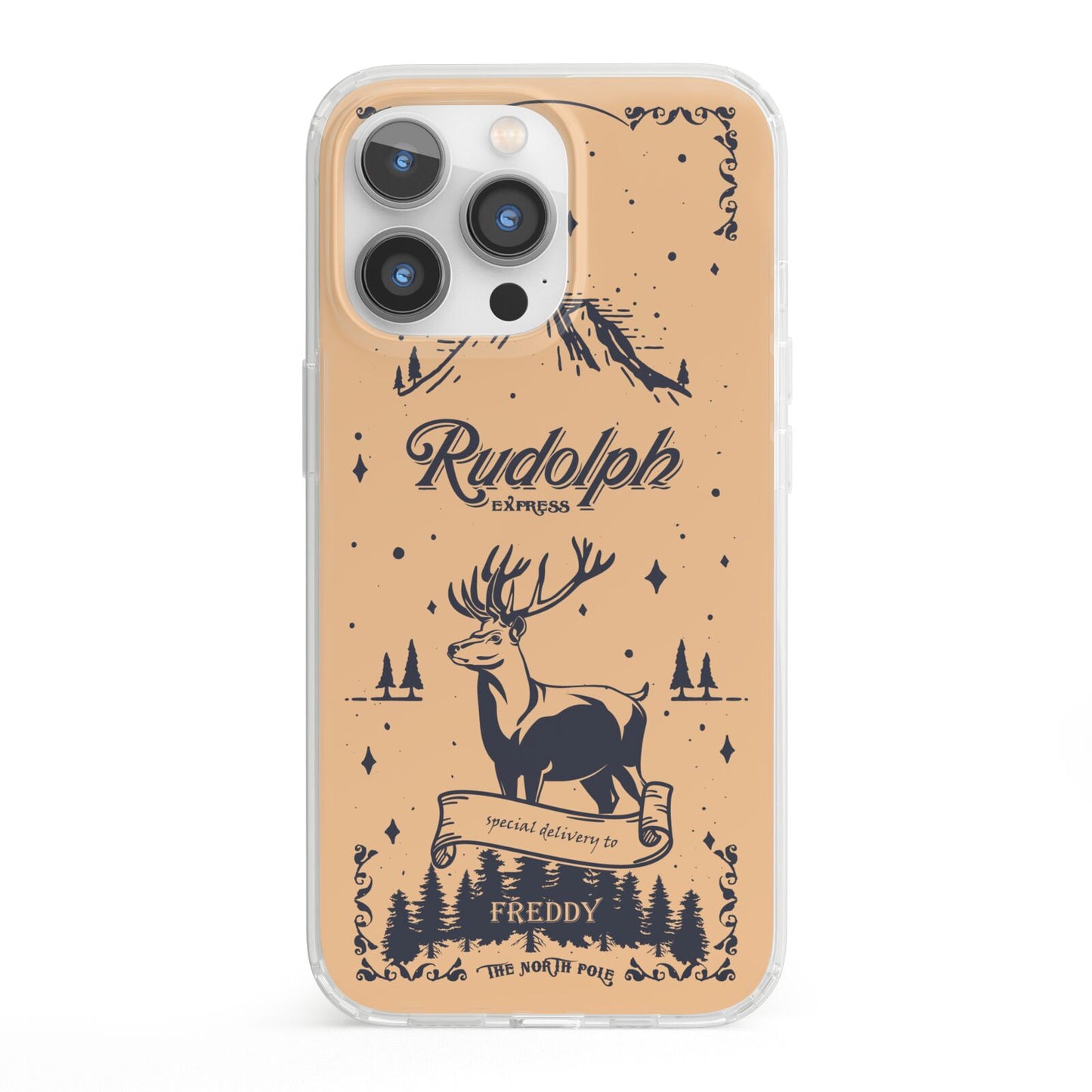 Rudolph Express Personalised iPhone 13 Pro Clear Bumper Case