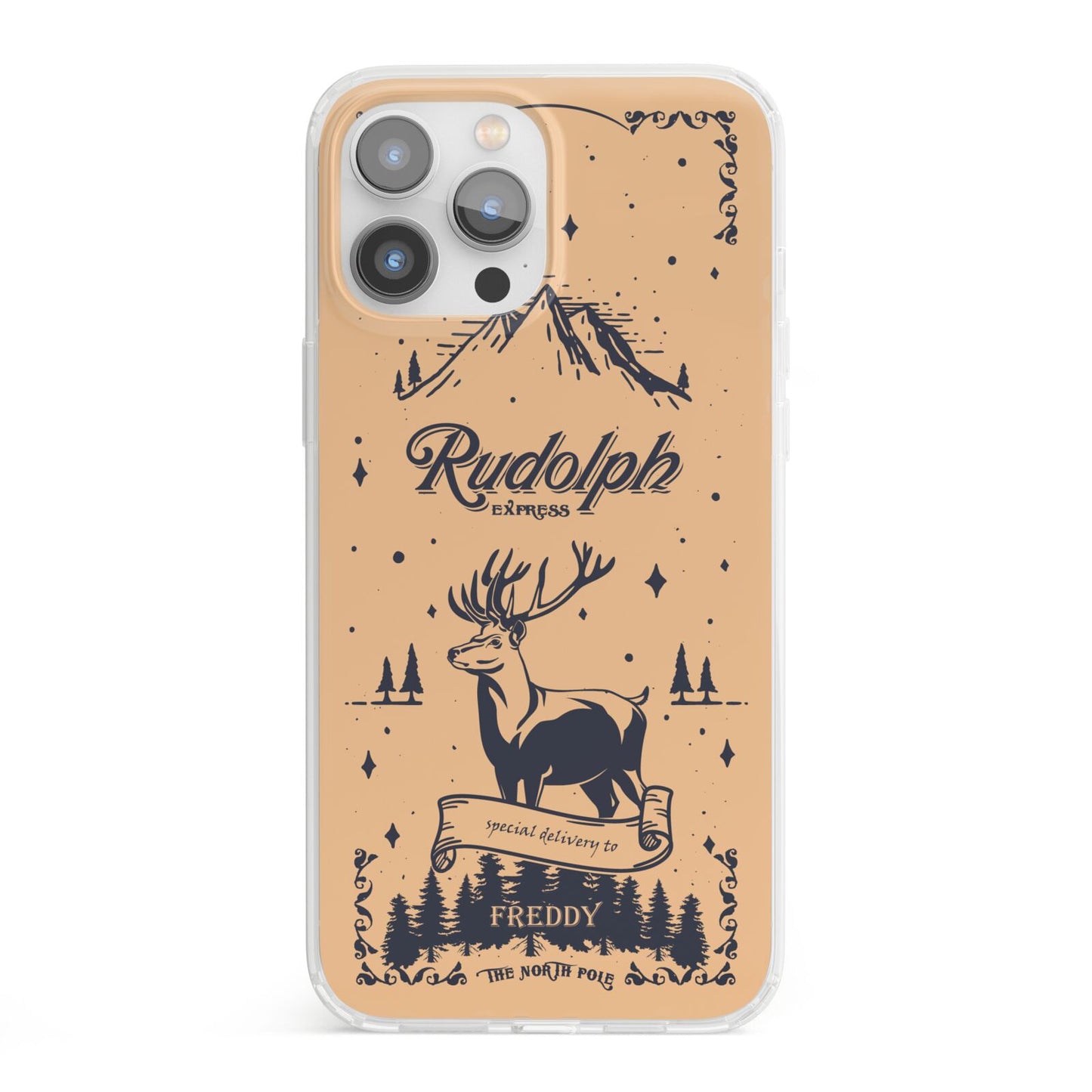 Rudolph Express Personalised iPhone 13 Pro Max Clear Bumper Case