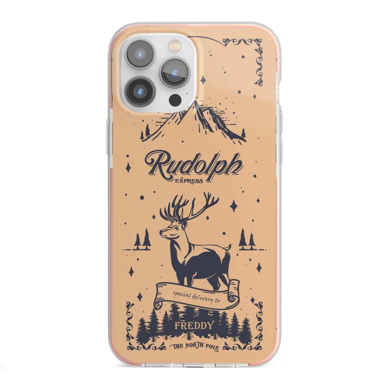 Rudolph Express Personalised iPhone 13 Pro Max TPU Impact Case with Pink Edges