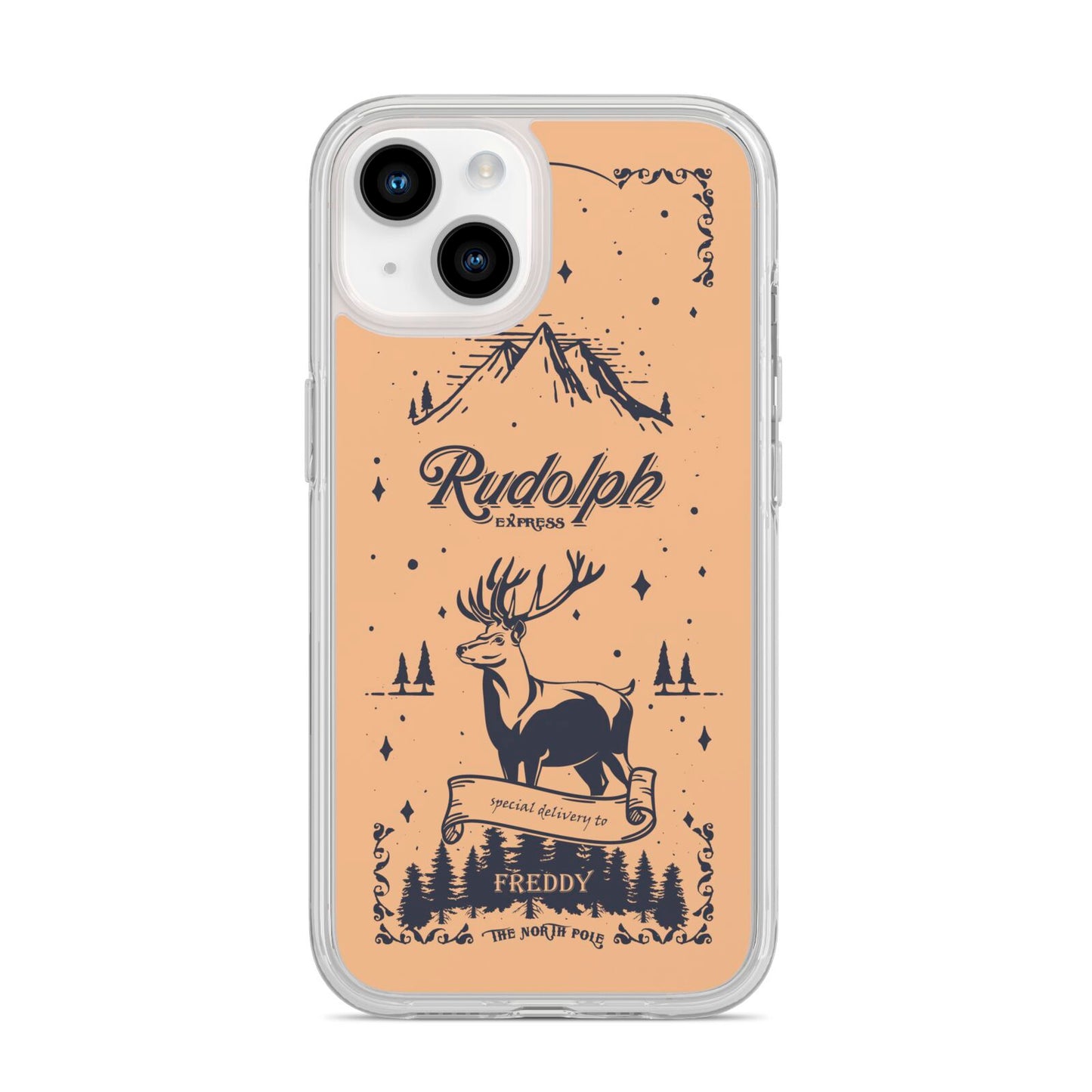 Rudolph Express Personalised iPhone 14 Clear Tough Case Starlight