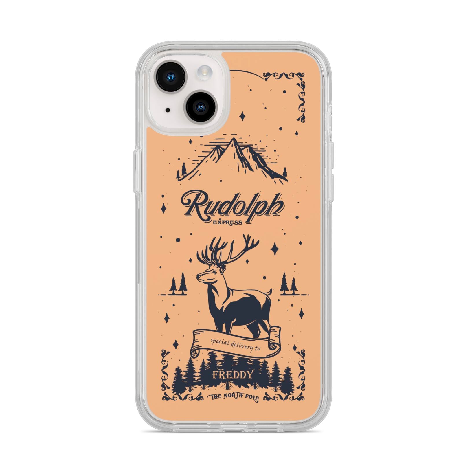 Rudolph Express Personalised iPhone 14 Plus Clear Tough Case Starlight