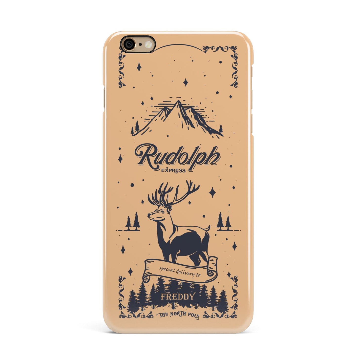 Rudolph Express Personalised iPhone 6 Plus 3D Snap Case on Gold Phone