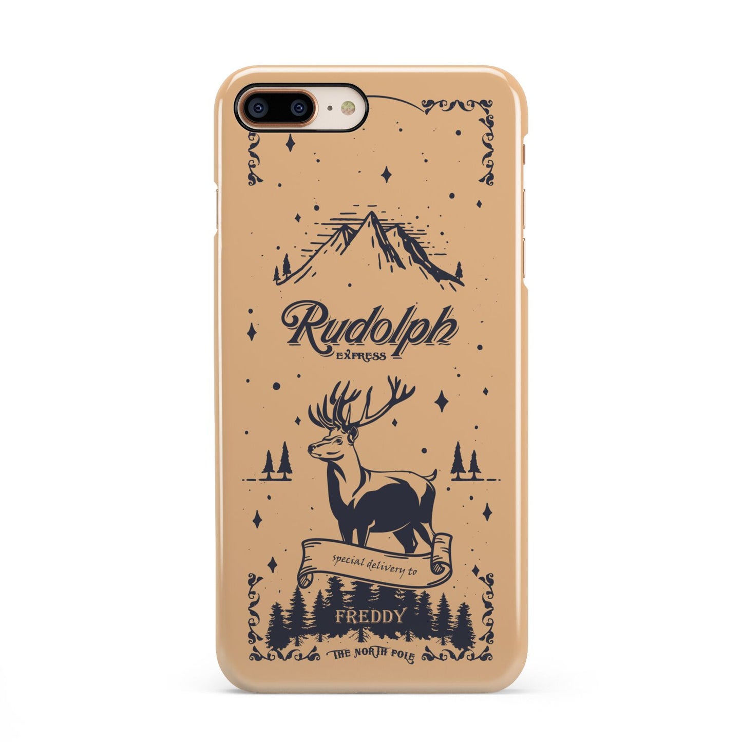 Rudolph Express Personalised iPhone 8 Plus 3D Snap Case on Gold Phone