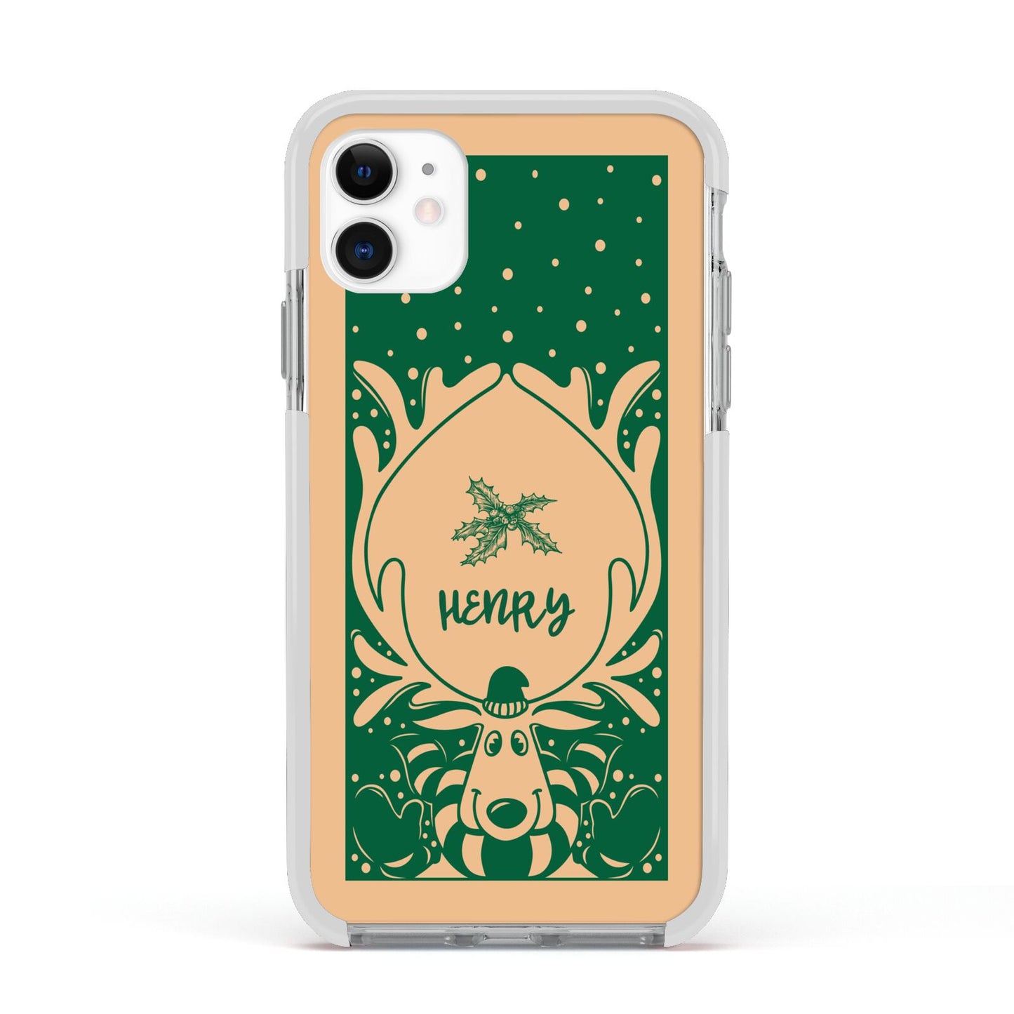 Rudolph Personalised Apple iPhone 11 in White with White Impact Case