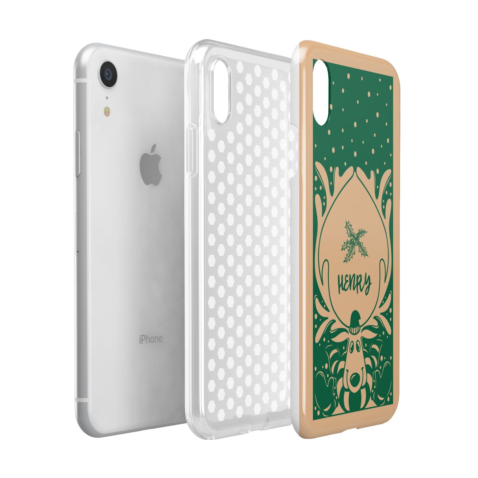 Rudolph Personalised Apple iPhone XR White 3D Tough Case Expanded view