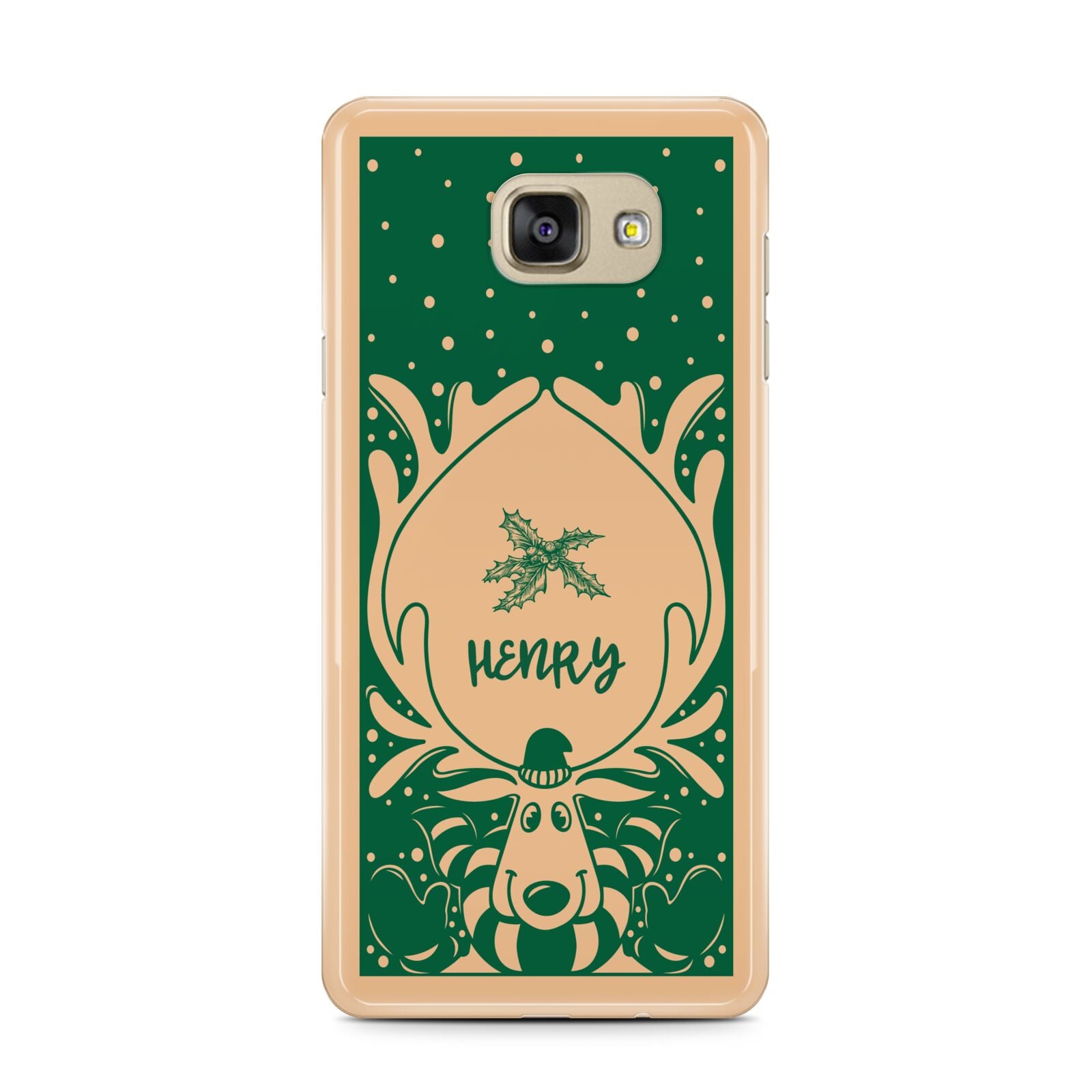 Rudolph Personalised Samsung Galaxy A7 2016 Case on gold phone