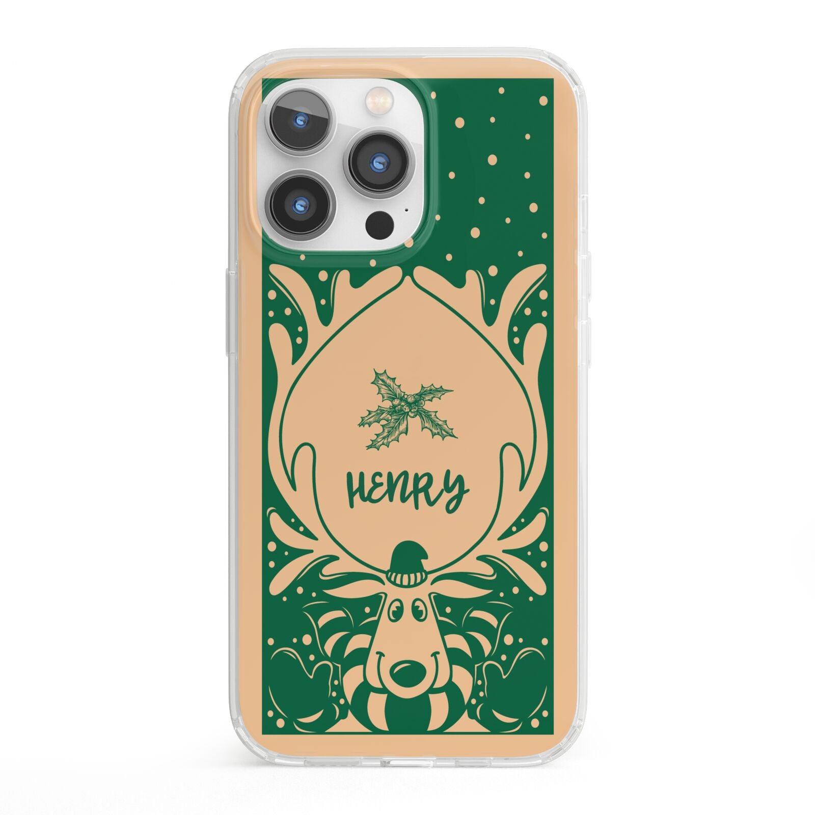 Rudolph Personalised iPhone 13 Pro Clear Bumper Case