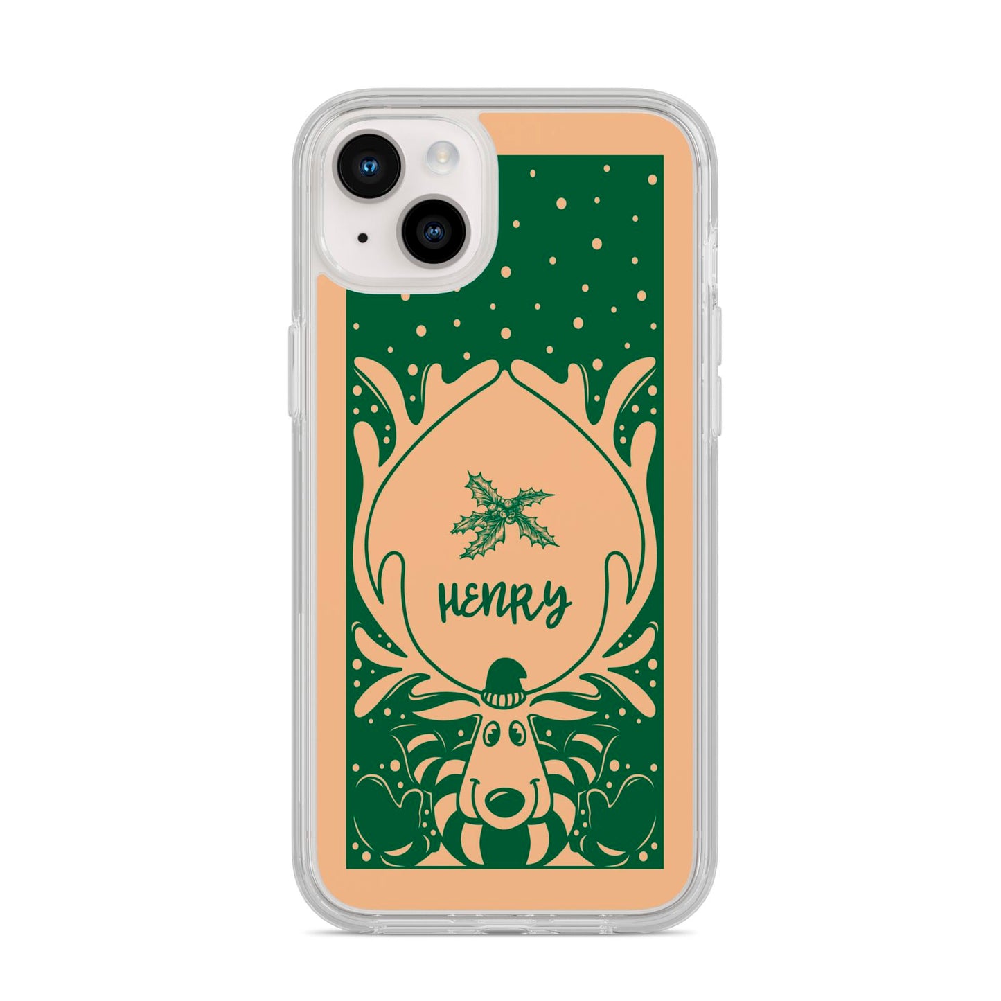 Rudolph Personalised iPhone 14 Plus Clear Tough Case Starlight