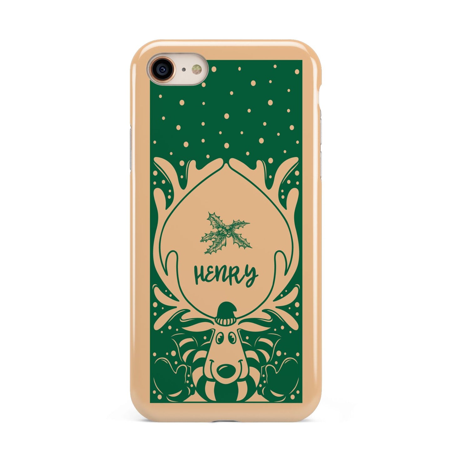 Rudolph Personalised iPhone 8 3D Tough Case on Gold Phone