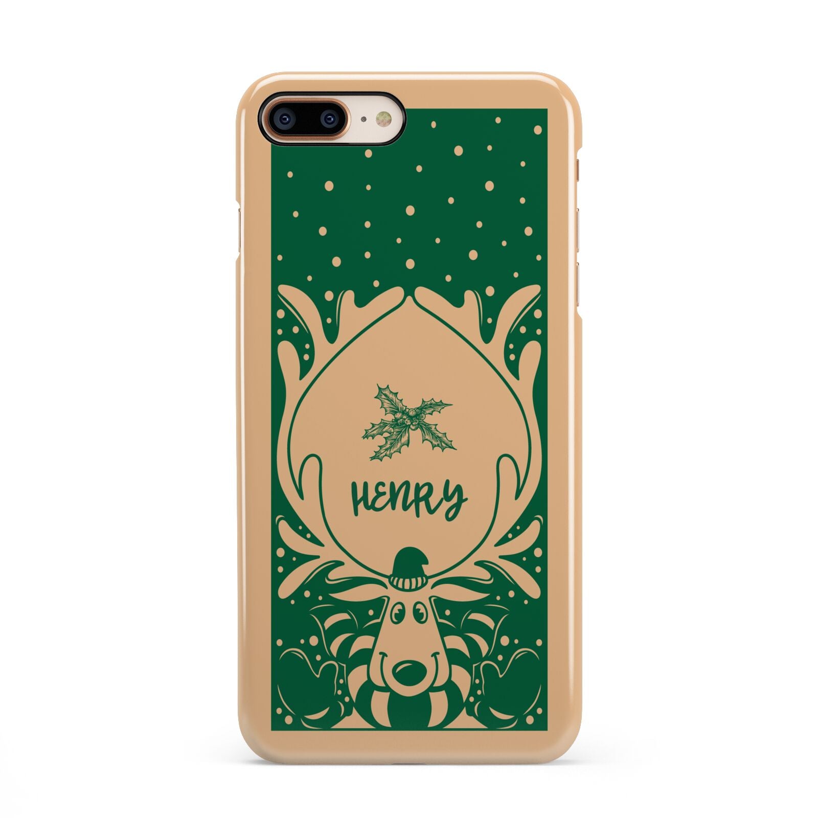 Rudolph Personalised iPhone 8 Plus 3D Snap Case on Gold Phone