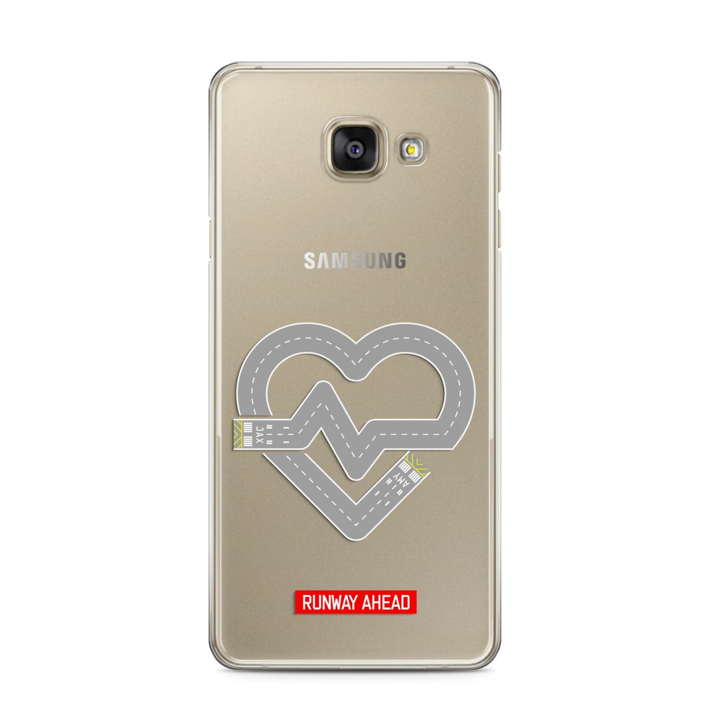 Runway Love Heart Samsung Galaxy A3 2016 Case on gold phone